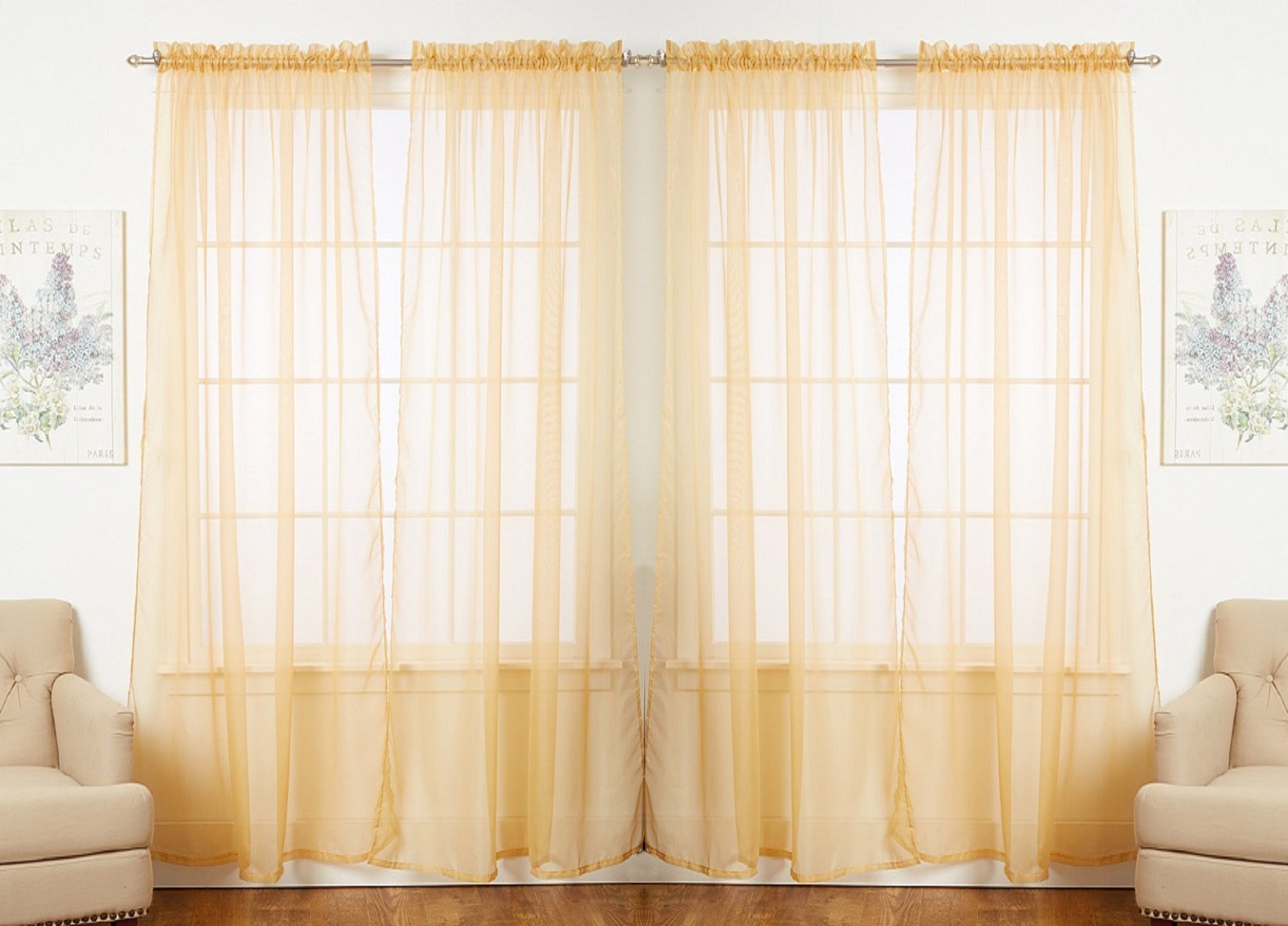 J&V TEXTILES 4-Pack Value: Solid Sheer Window Curtain Panels