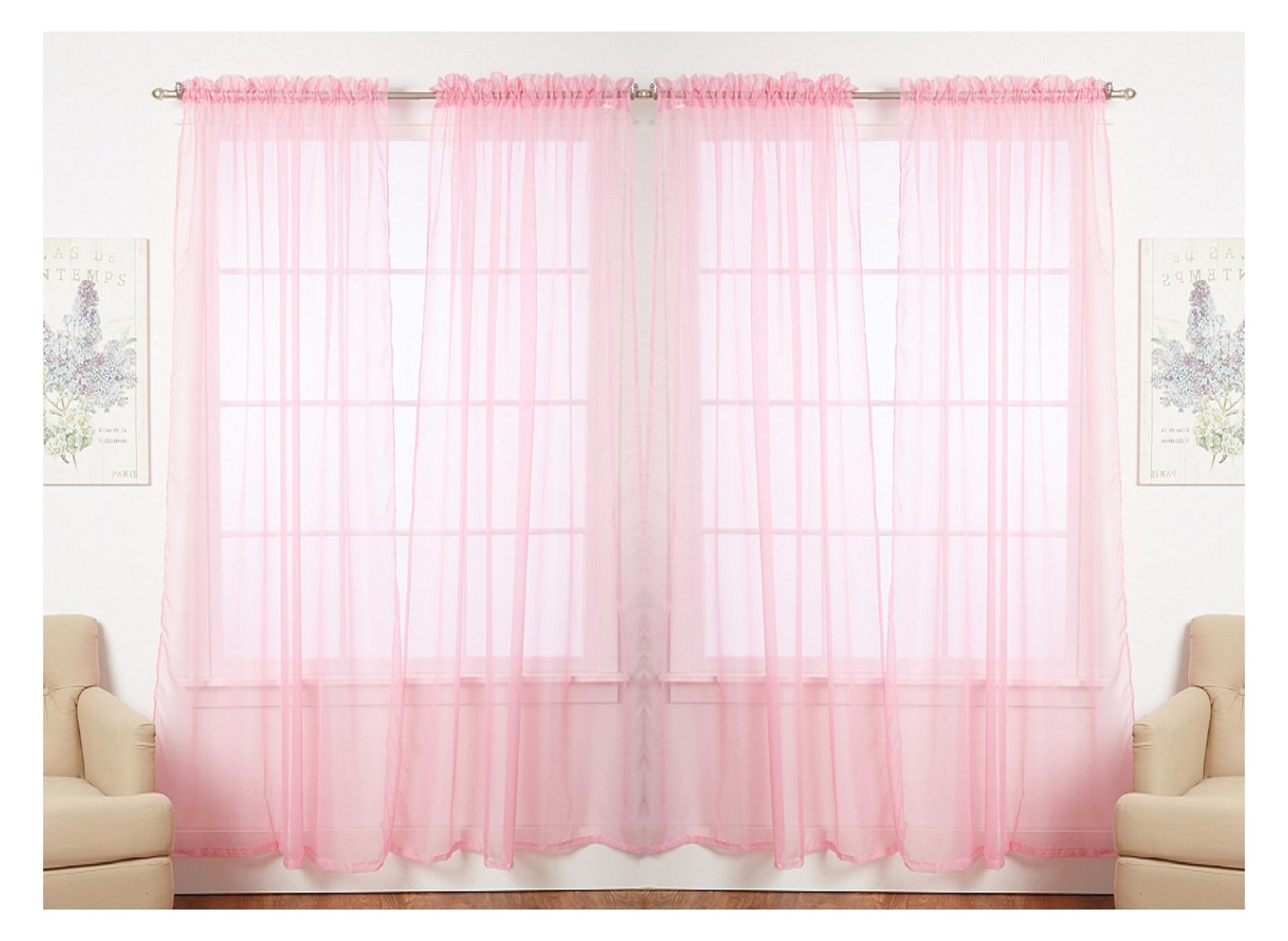 J&V TEXTILES 4-Pack Value: Solid Sheer Window Curtain Panels