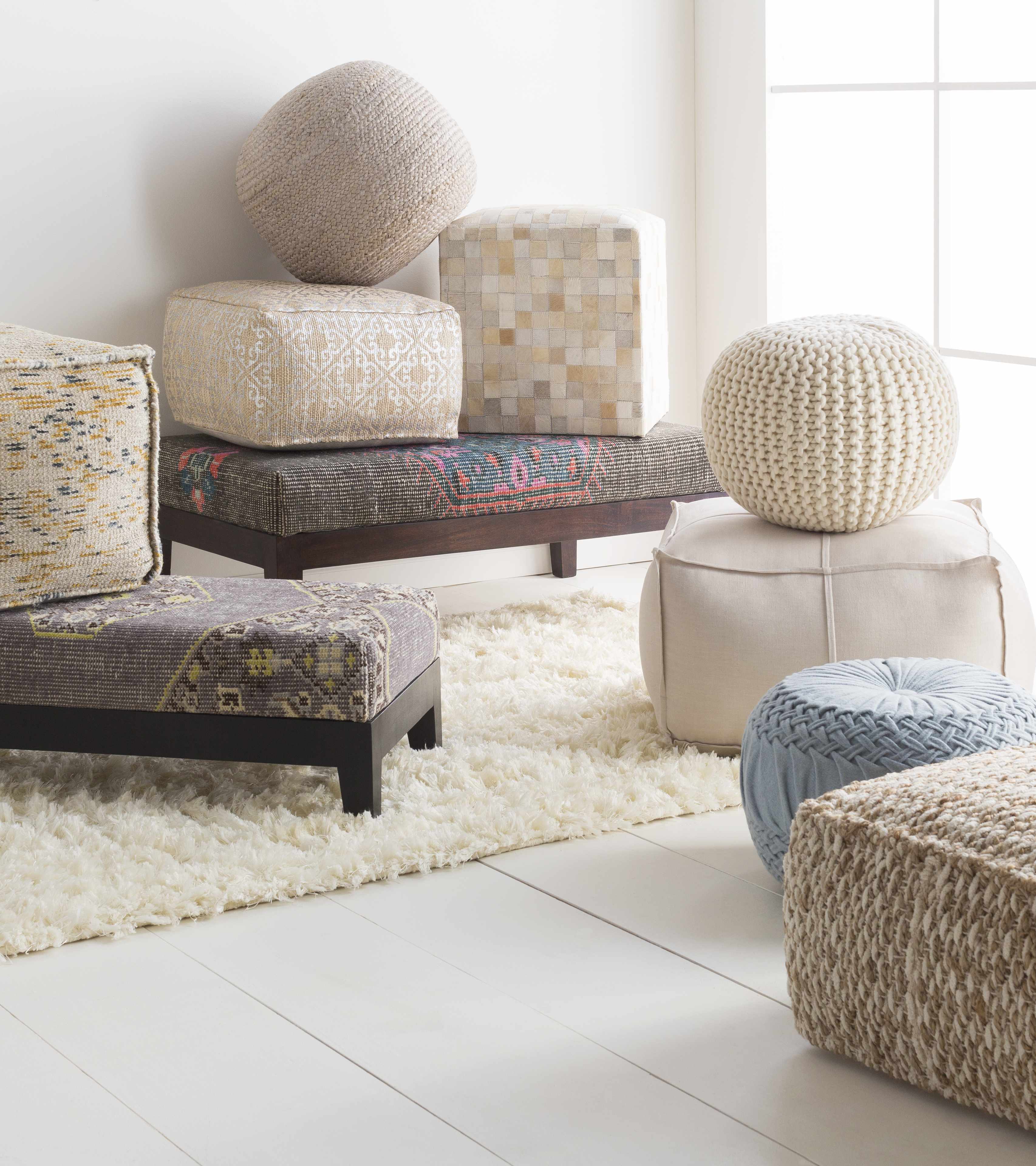 Netcong Tan Jute Pouf - Clearance