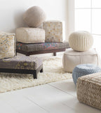 Rockaway Gray Knitted Jute Pouf