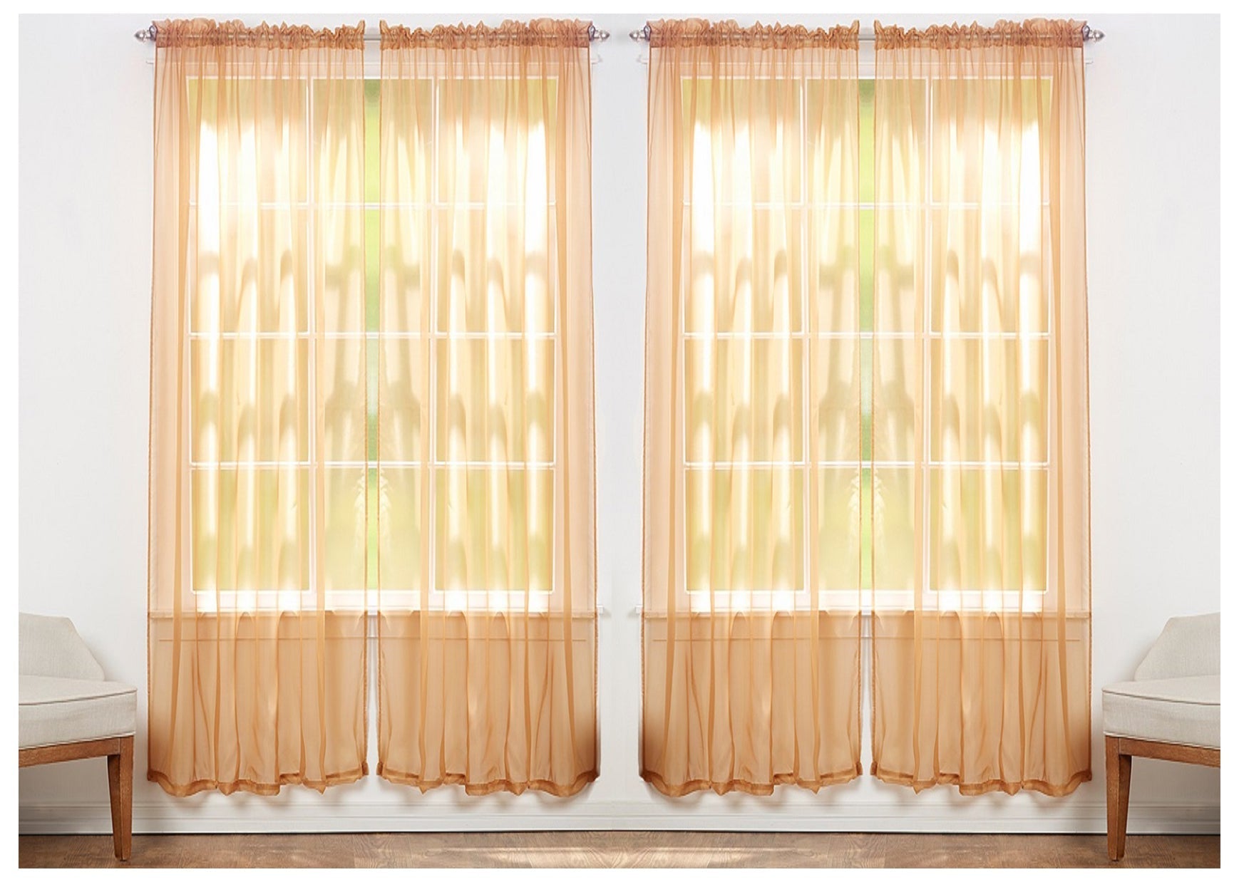 J&V TEXTILES 4-Pack Value: Solid Sheer Window Curtain Panels