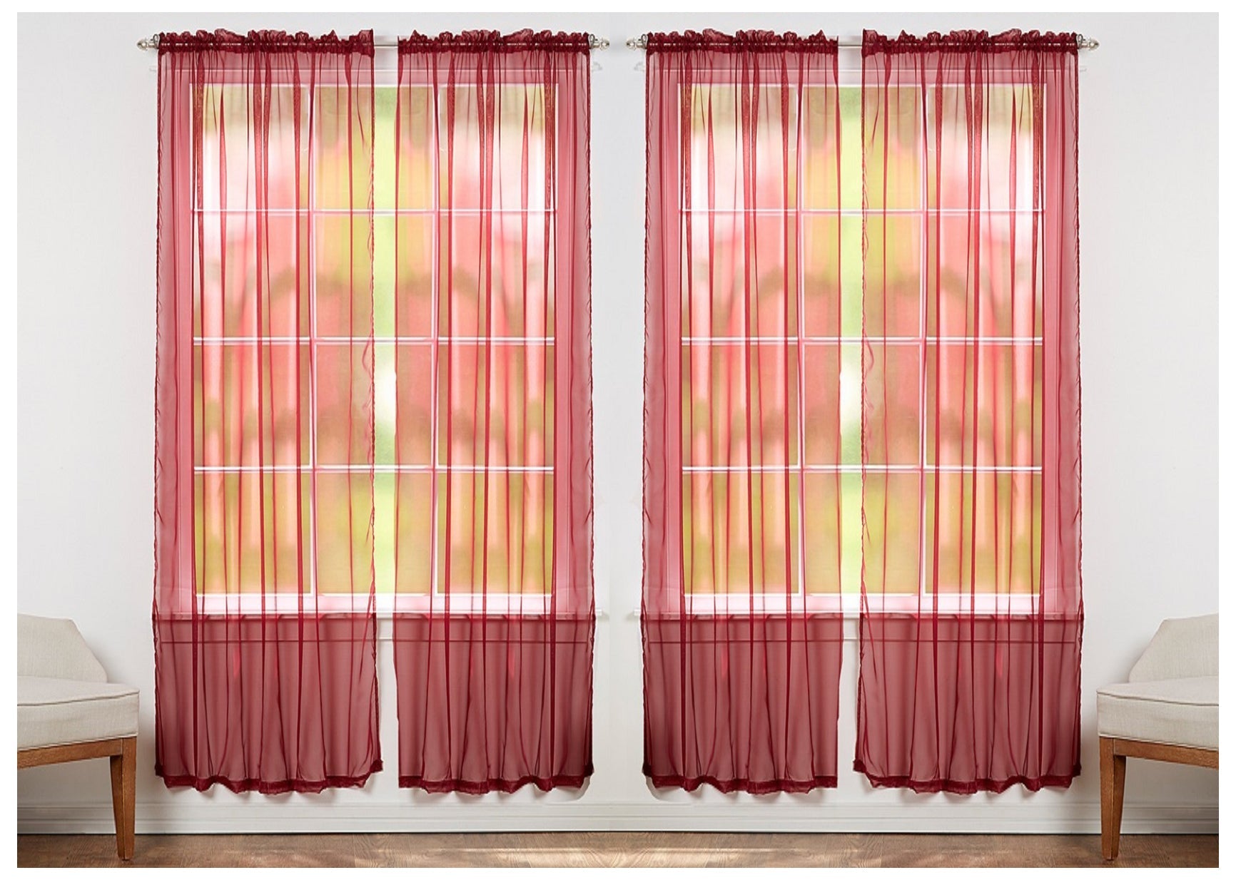 J&V TEXTILES 4-Pack Value: Solid Sheer Window Curtain Panels