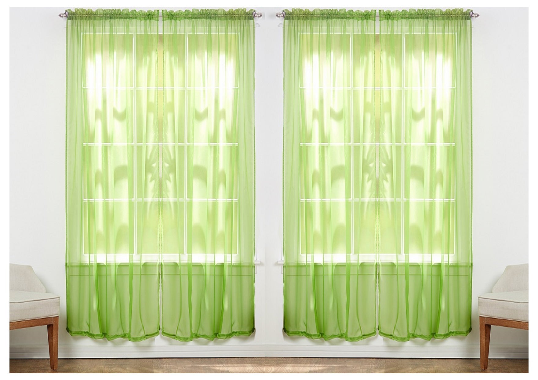 J&V TEXTILES 4-Pack Value: Solid Sheer Window Curtain Panels