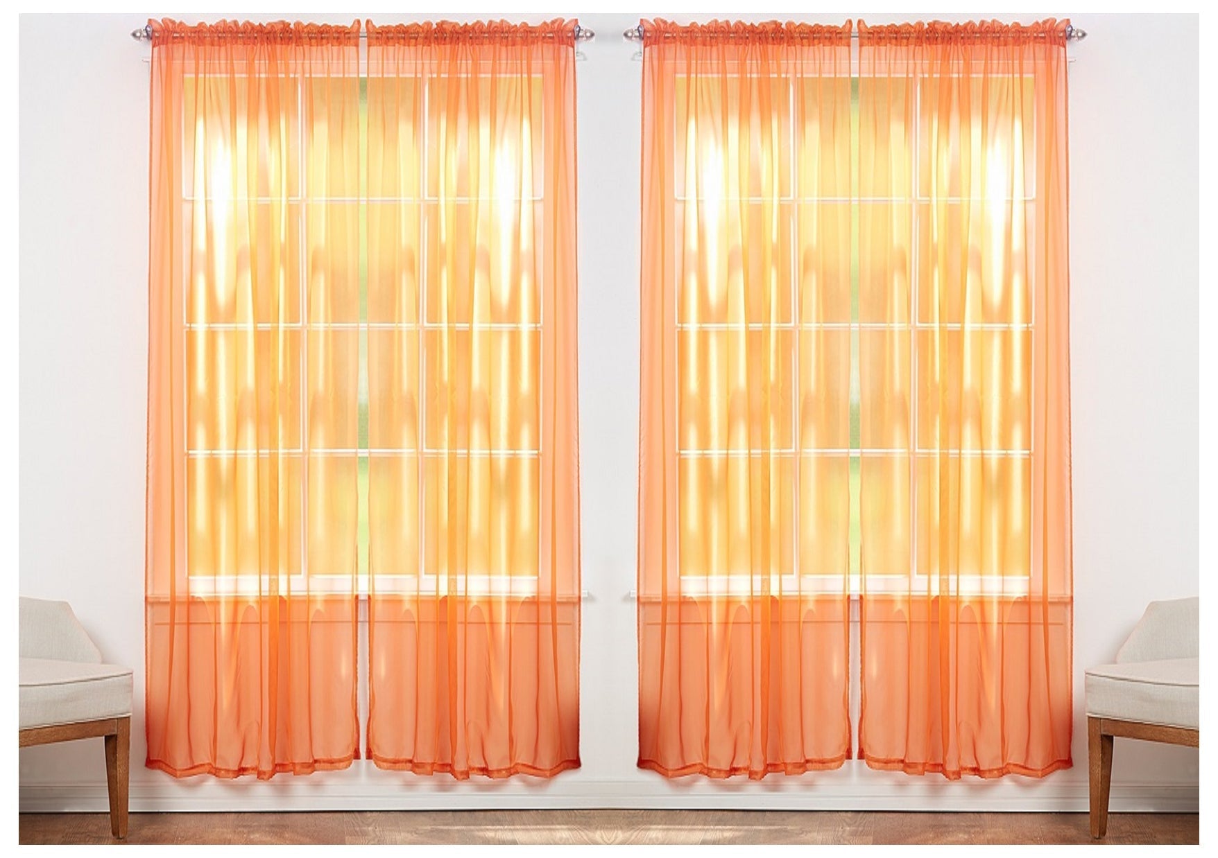 J&V TEXTILES 4-Pack Value: Solid Sheer Window Curtain Panels