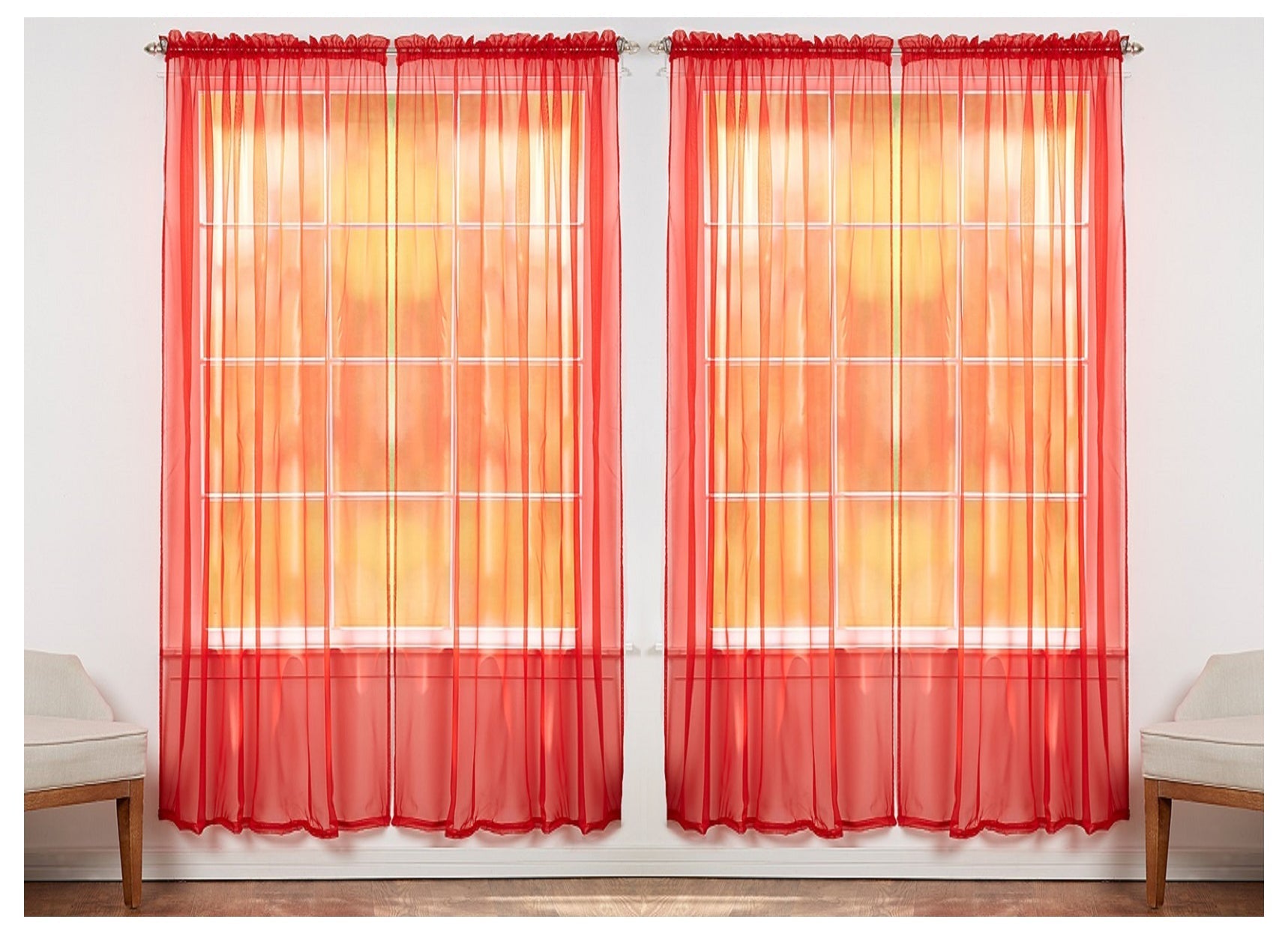 J&V TEXTILES 4-Pack Value: Solid Sheer Window Curtain Panels