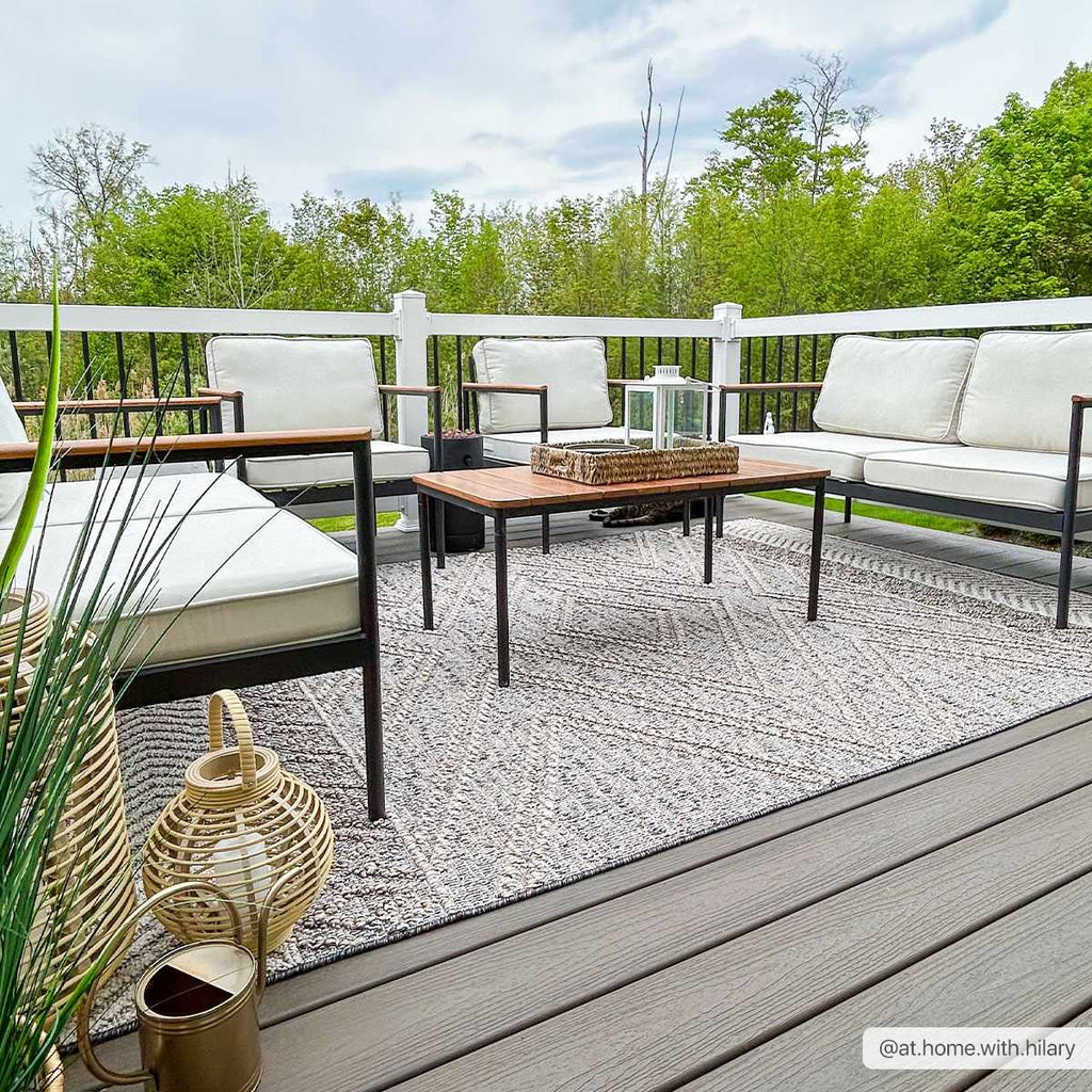 Beige Charcoal Areli Outdoor Area Rug