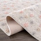Cansu Pink & Cream Dotted Area Rug