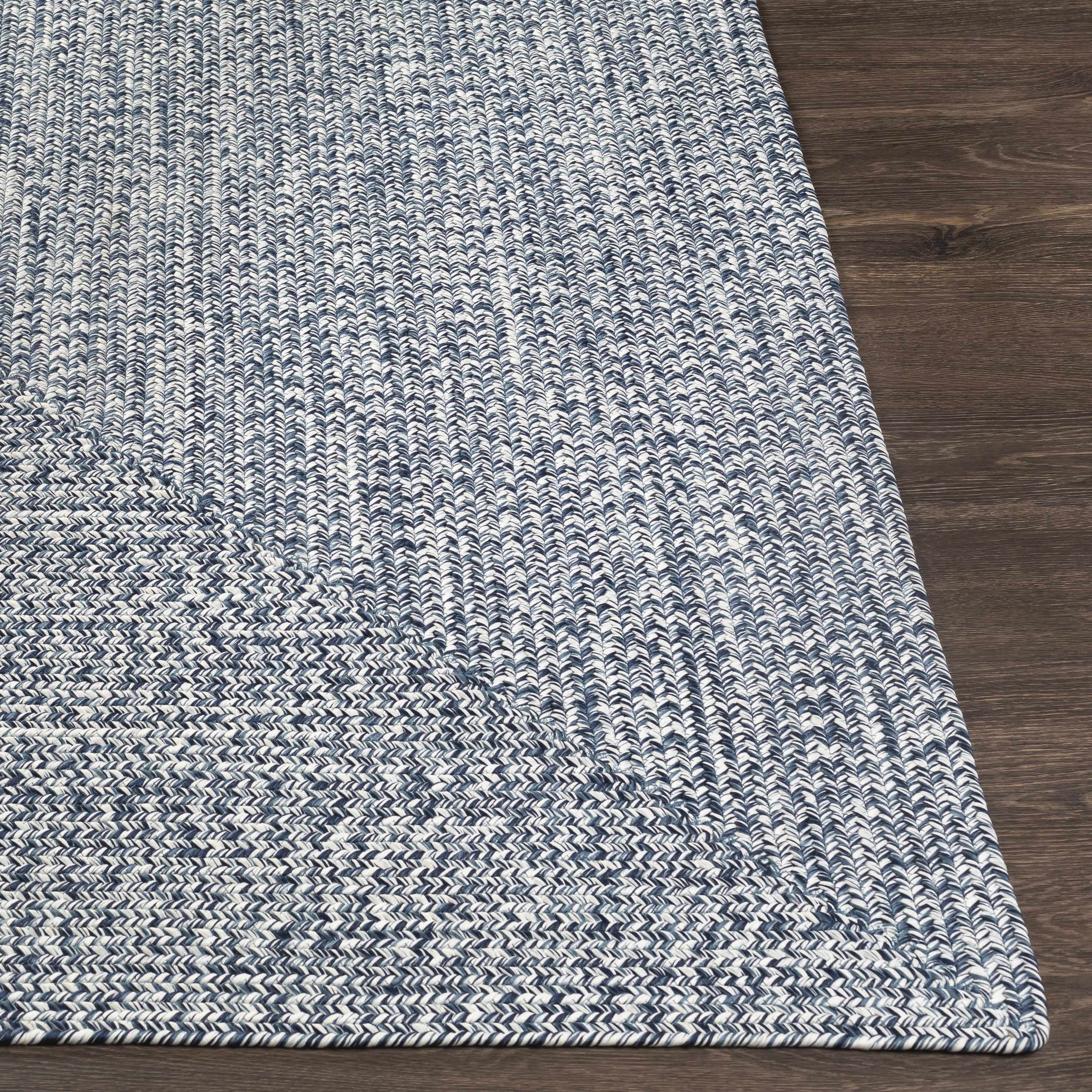 Blue Braided Faux Jute Outdoor Rug