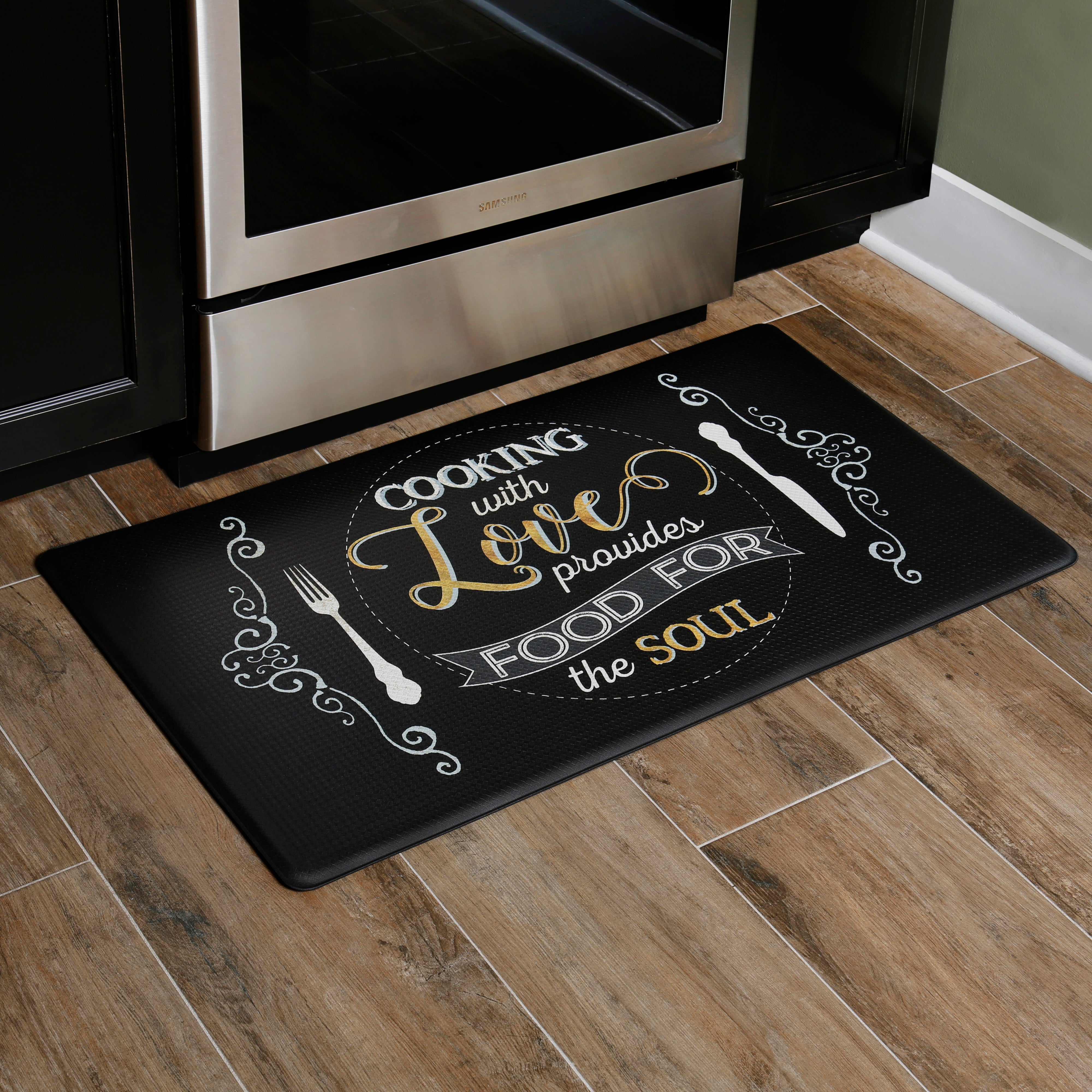 Oversized 20"x36" Feel at Ease Anti-Fatigue Kitchen Mat (Kitchen Soul Chalk)