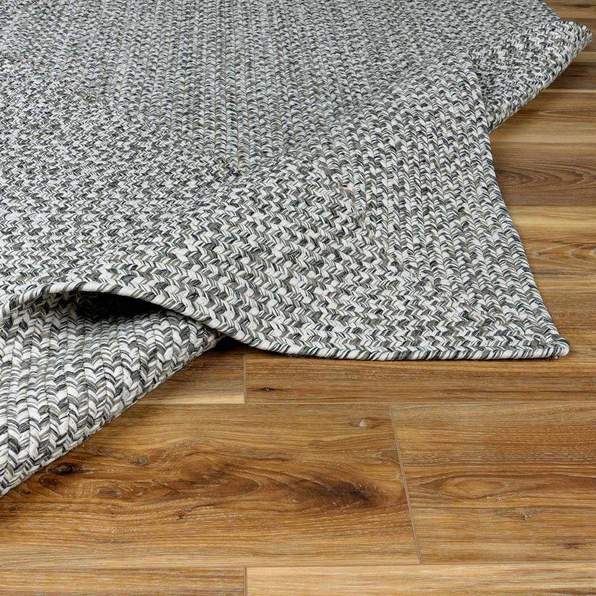 Cream Charcoal Braided Faux Jute Outdoor Rug