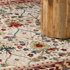 Neola White/Red Damask Area Rug