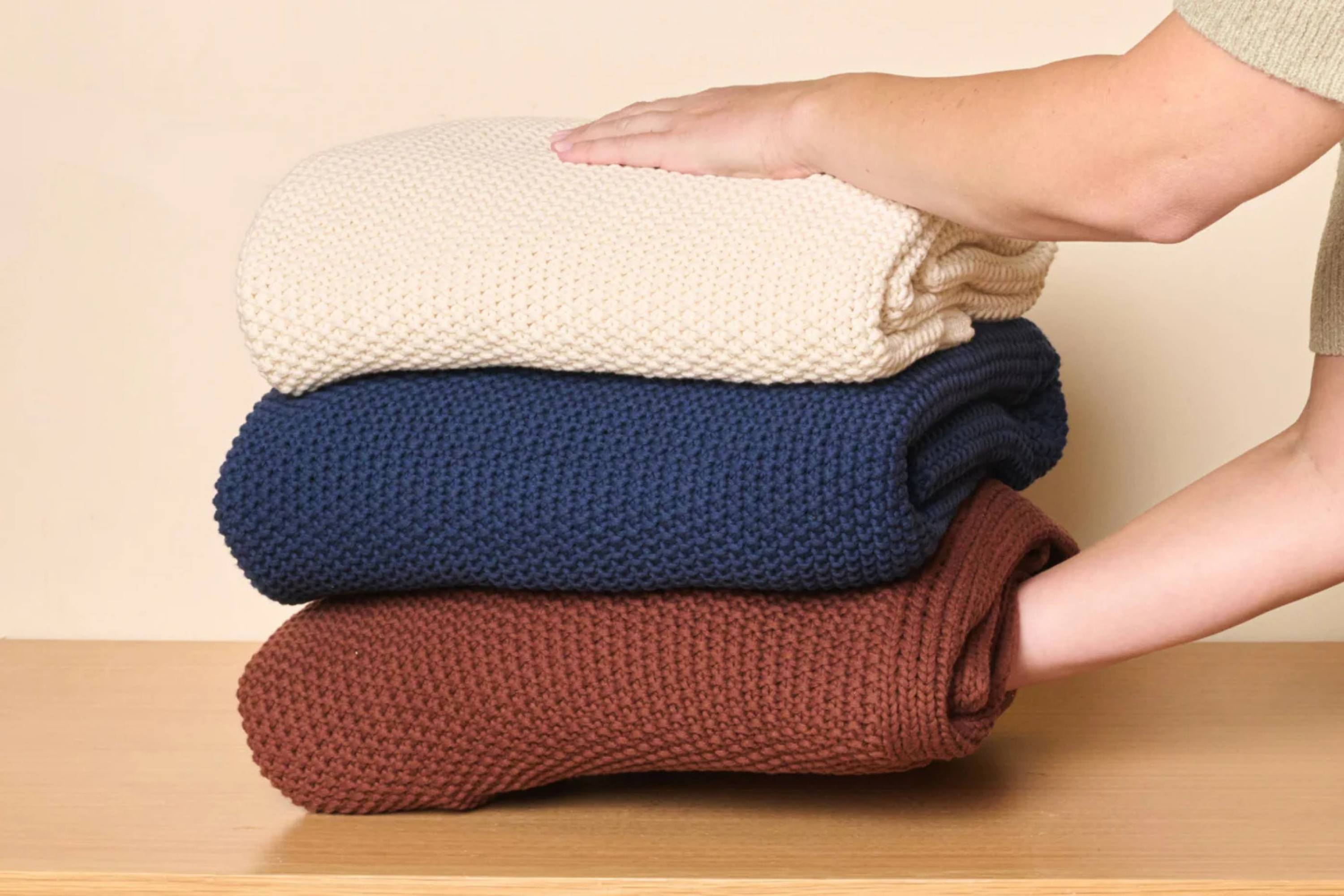 Cozy Knit Cotton Throw Blanket