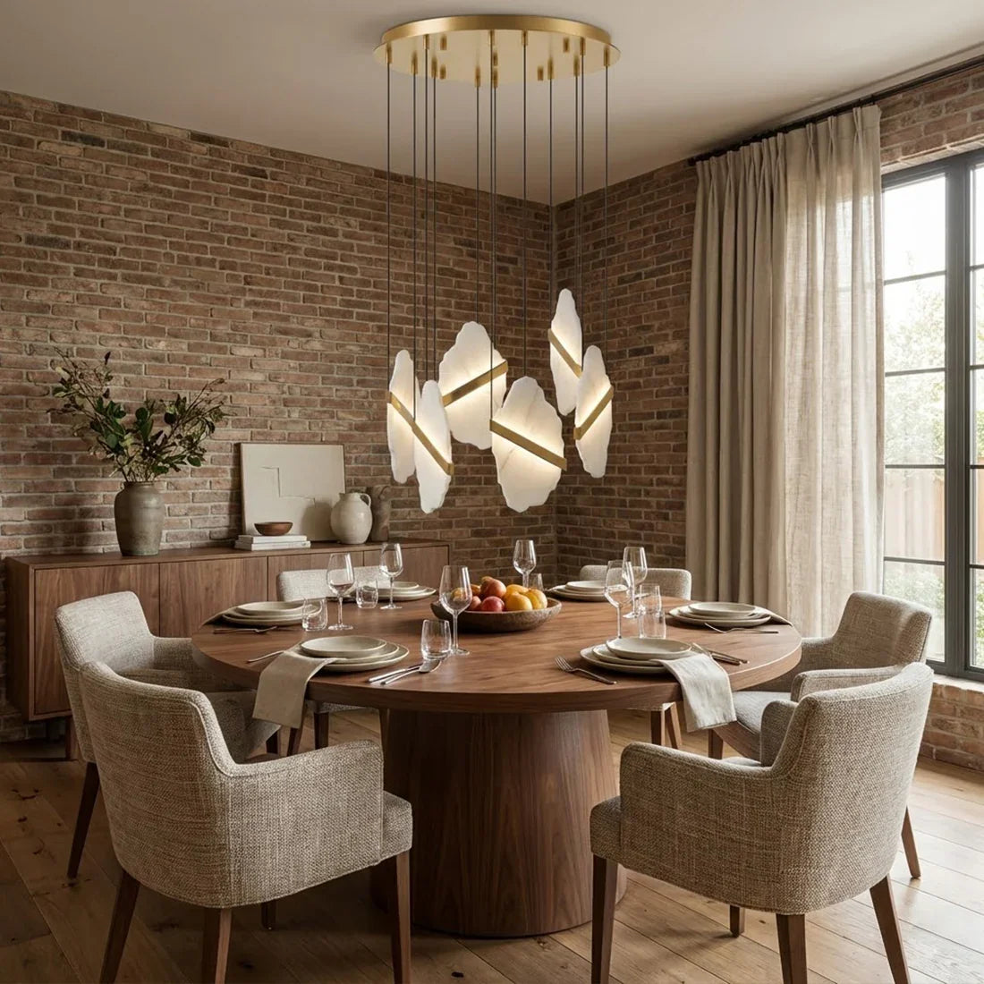 Cascading Alabaster Chandelier LED Gold Modern Staircase Light