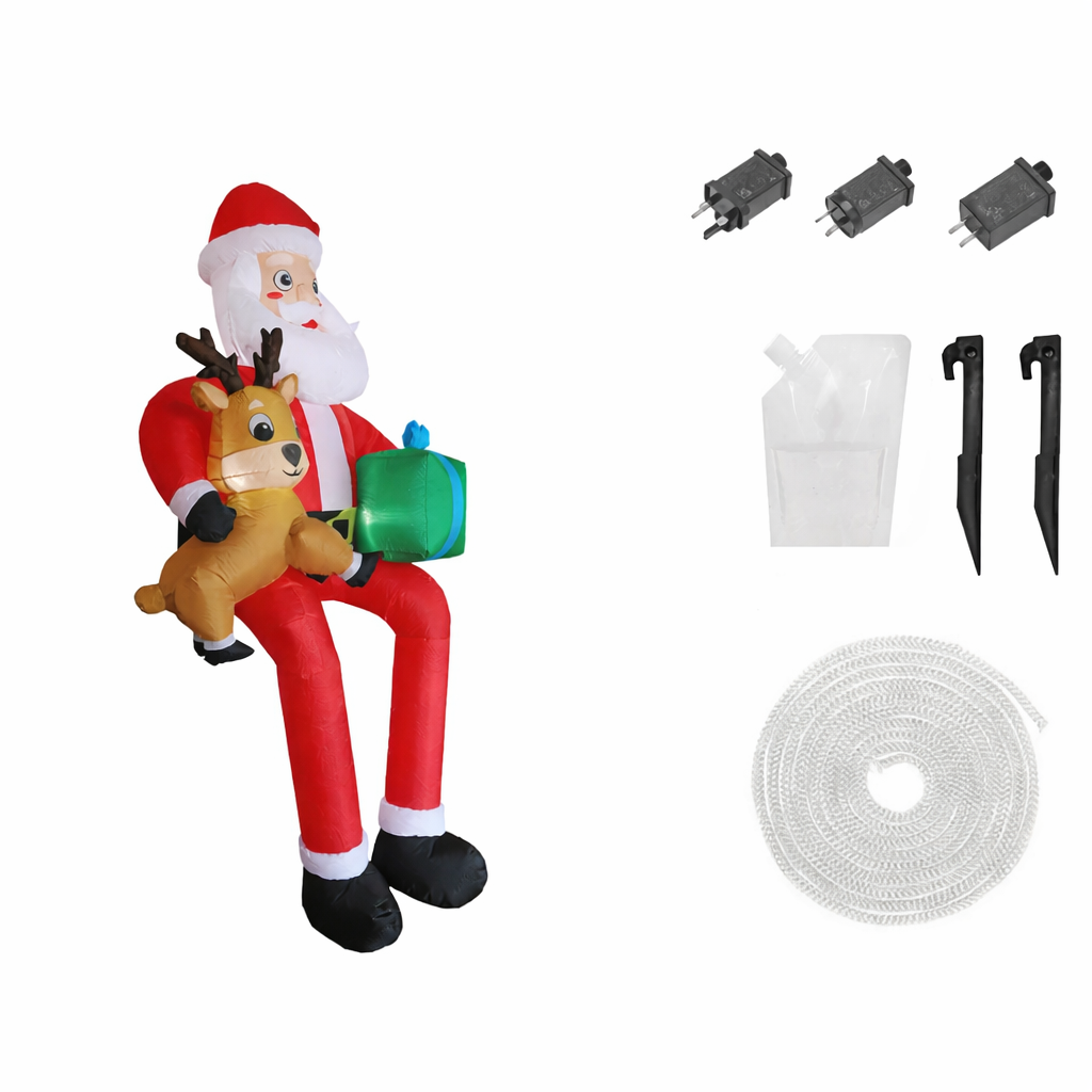 9.5FT Inflatable Christmas Santa Claus with Reindeer LED Outdoor Yard Decor