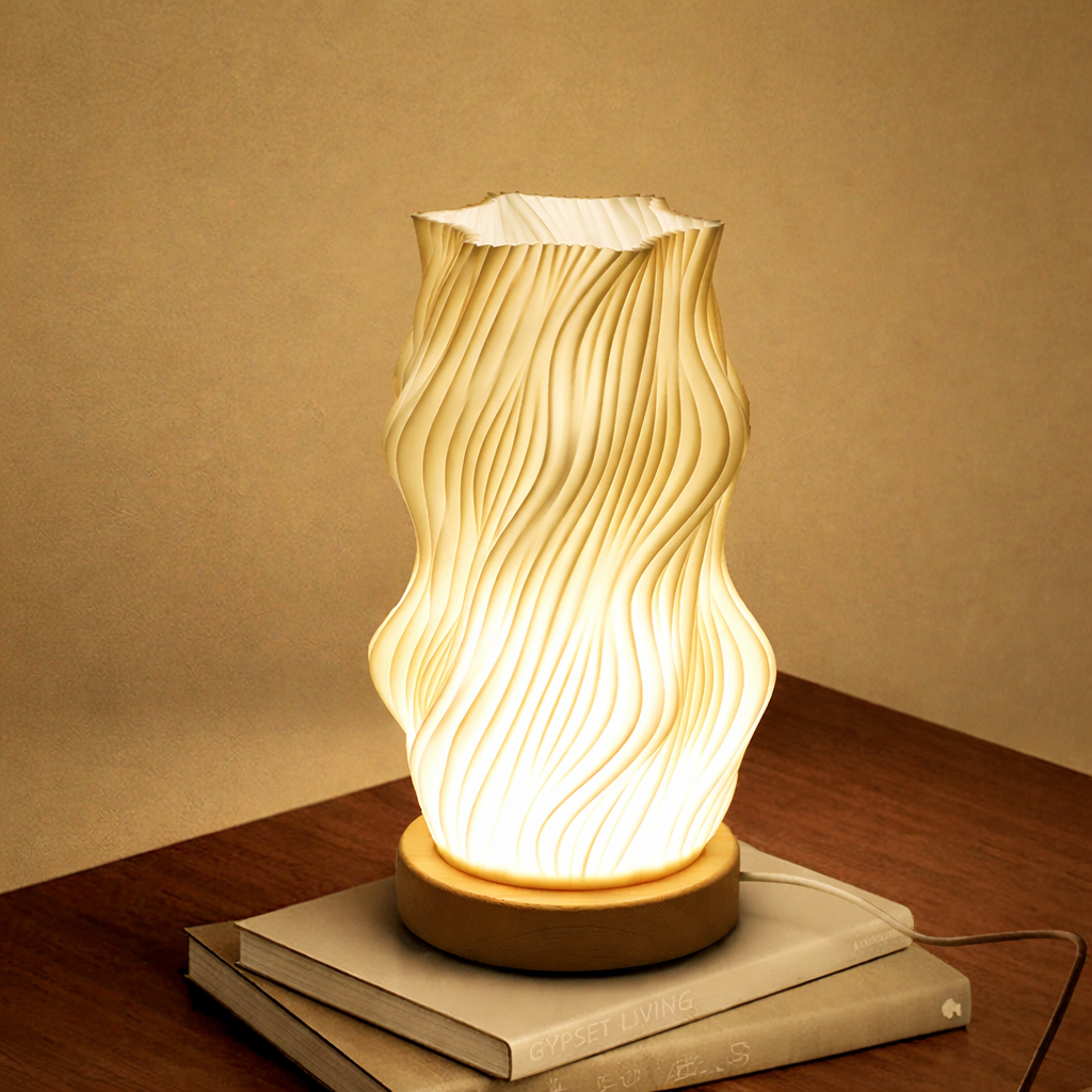 USB LED 3D Pleated Desk Lamp Dimmable Bedside Table Lamp Modern Bedroom Light