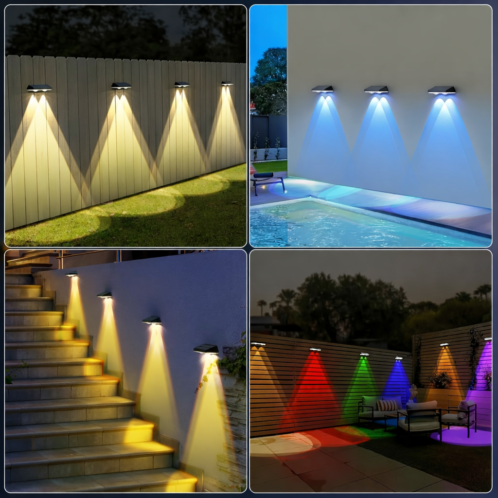 Solar Fence Lights Outdoor – Multicolor Wall Lights for Garden, Yard, Holiday Decor