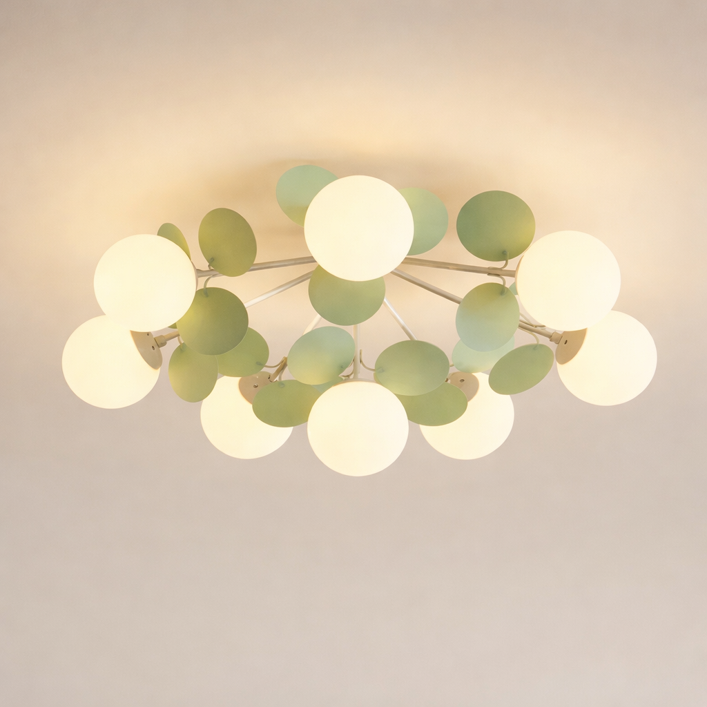 Nordic Green Molecule Glass Chandelier LED Pendant Light Bedroom Home Restaurant