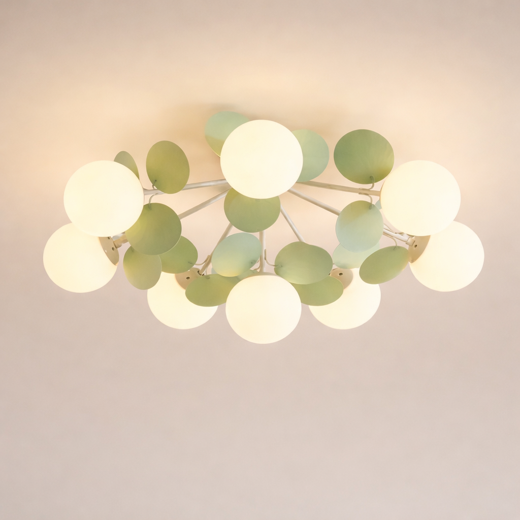Nordic Green Molecule Glass Chandelier LED Pendant Light Bedroom Home Restaurant