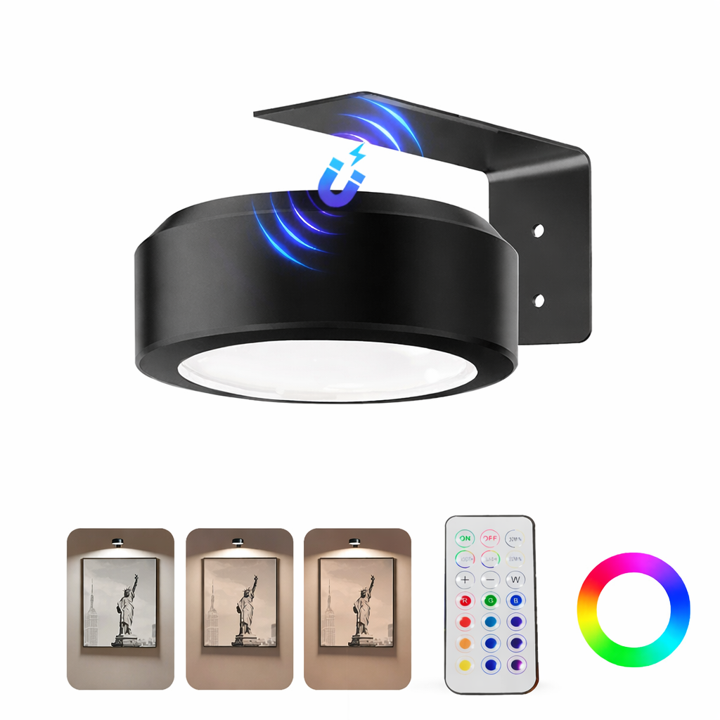 Dimmable LED Wall Sconce Remote Control 360° Rotating Bedroom Hallway Light