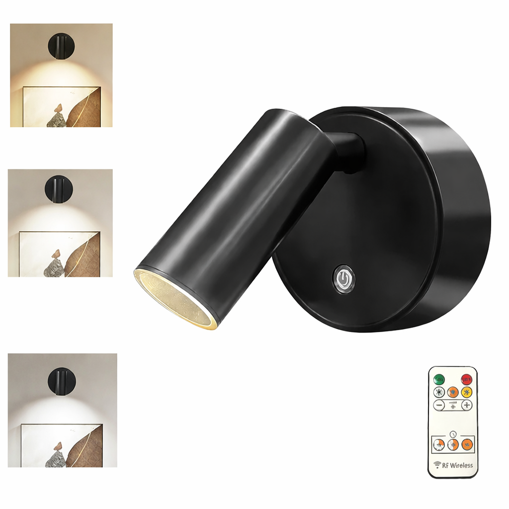 Dimmable LED Wall Sconce Remote Control 360° Rotating Bedroom Hallway Light