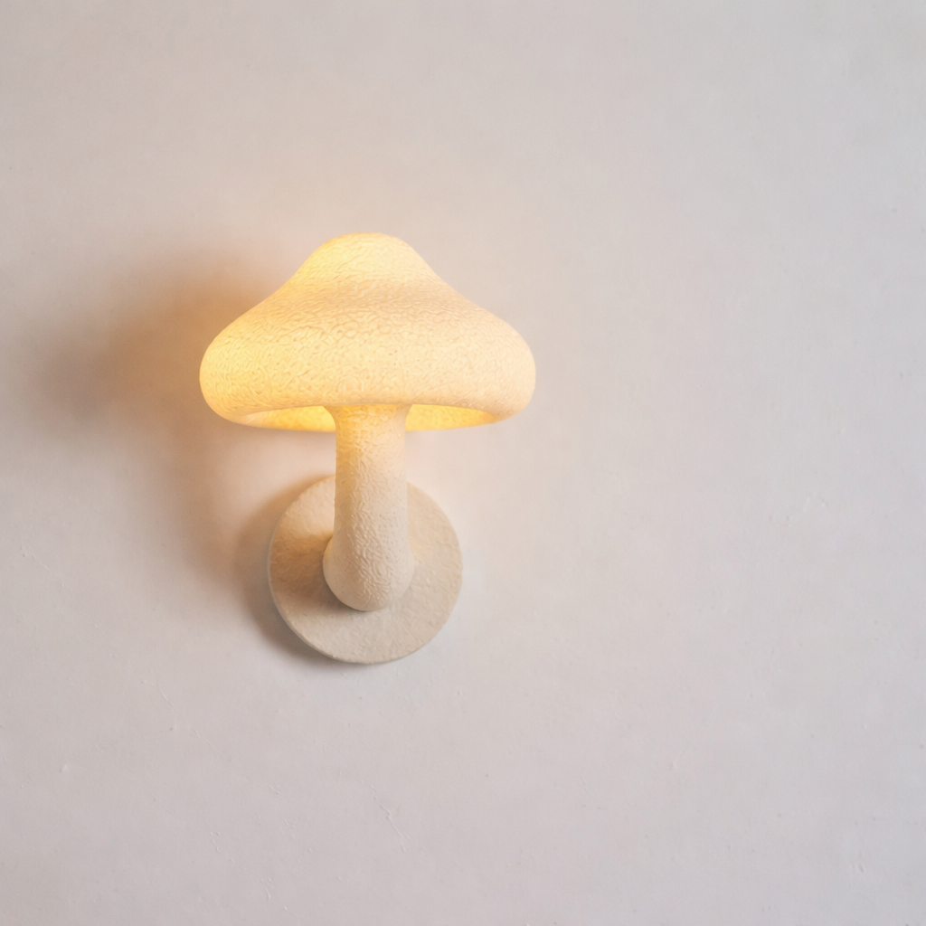 Wabi Sabi Mushroom Wall Sconce French Cream LED Bedroom Living Room Lamp