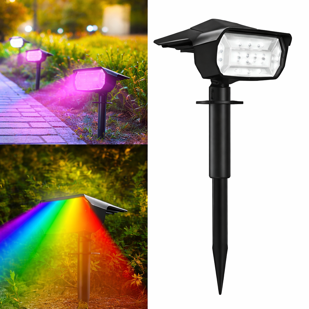 RGB Solar Landscape Spotlights Outdoor Waterproof LED Lights for Garden Decor