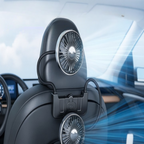 Comfort Breeze | Dual-Head Rear Seat Fan with 360° Rotation & USB-C Charging | Adjustable Airflow for Passenger Comfort