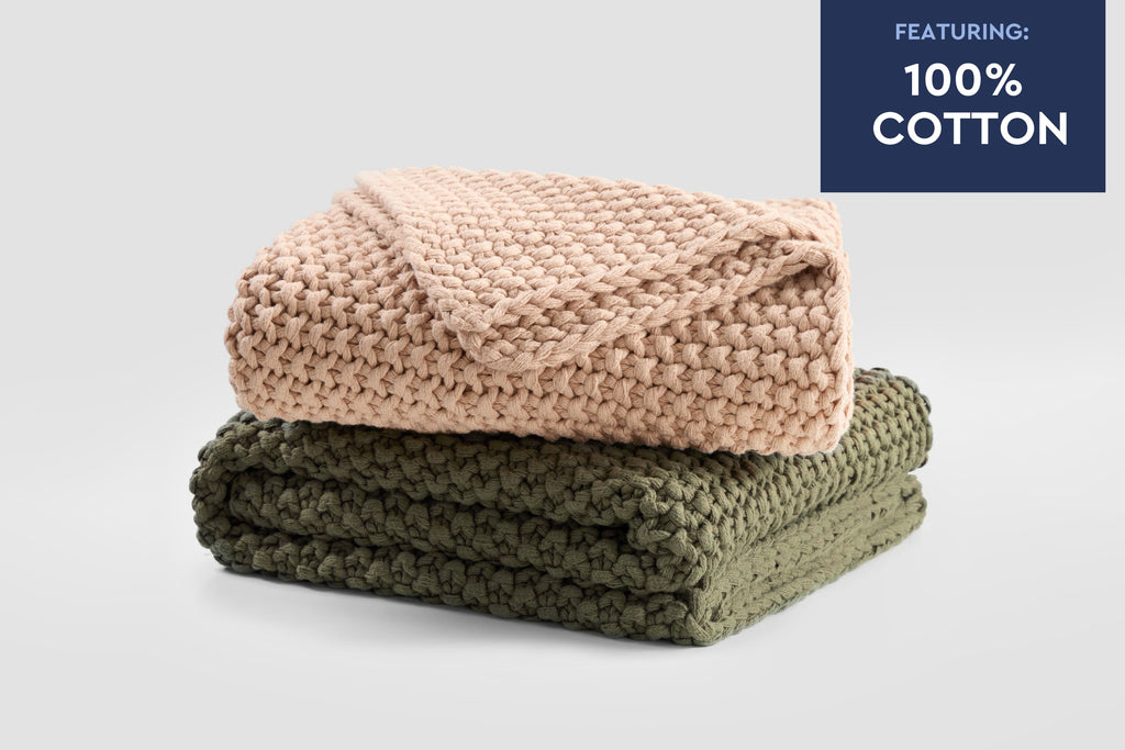 Cozy Knit Cotton Throw Blanket