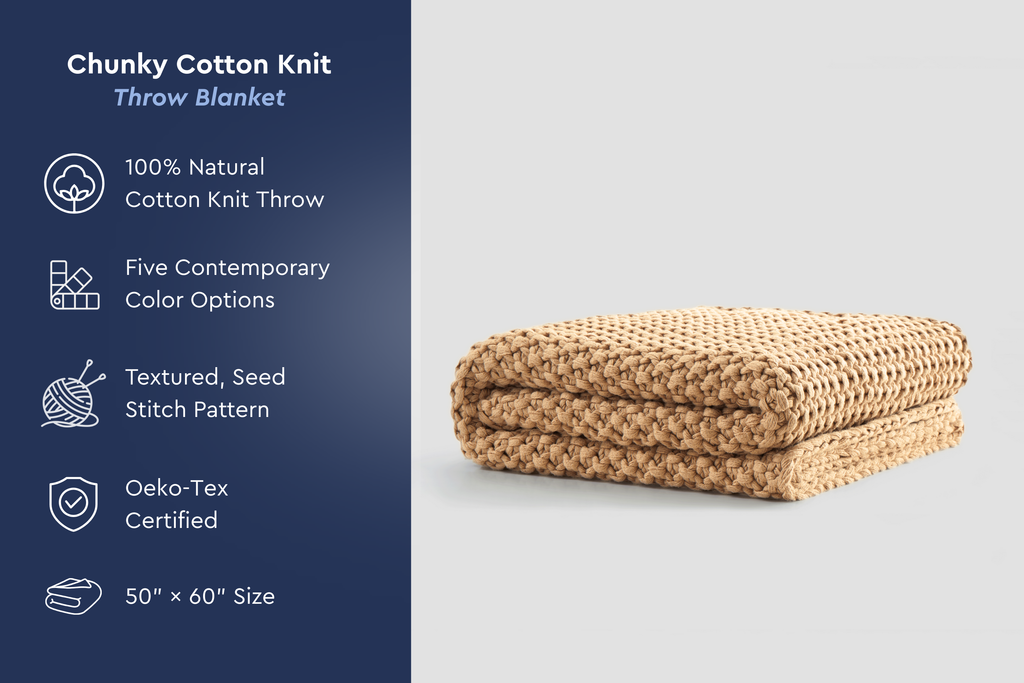 Cozy Knit Cotton Throw Blanket