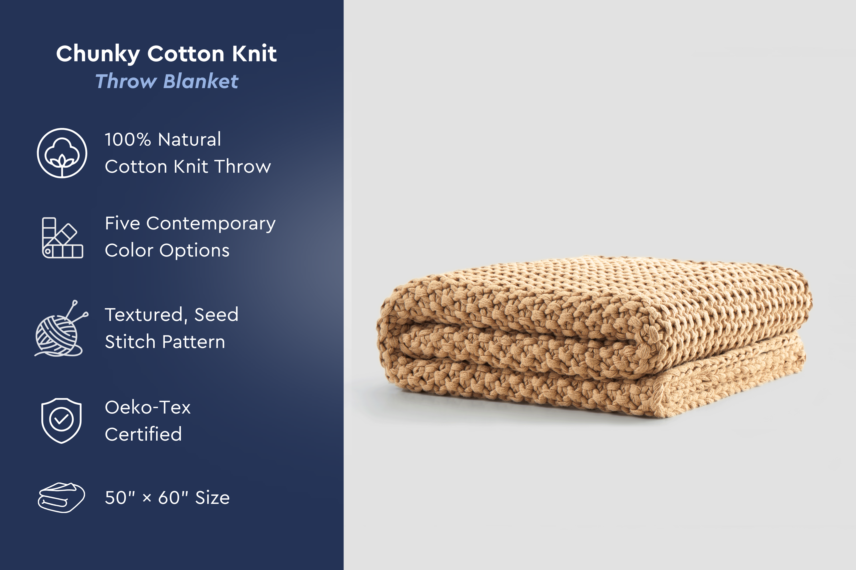 Cozy Knit Cotton Throw Blanket