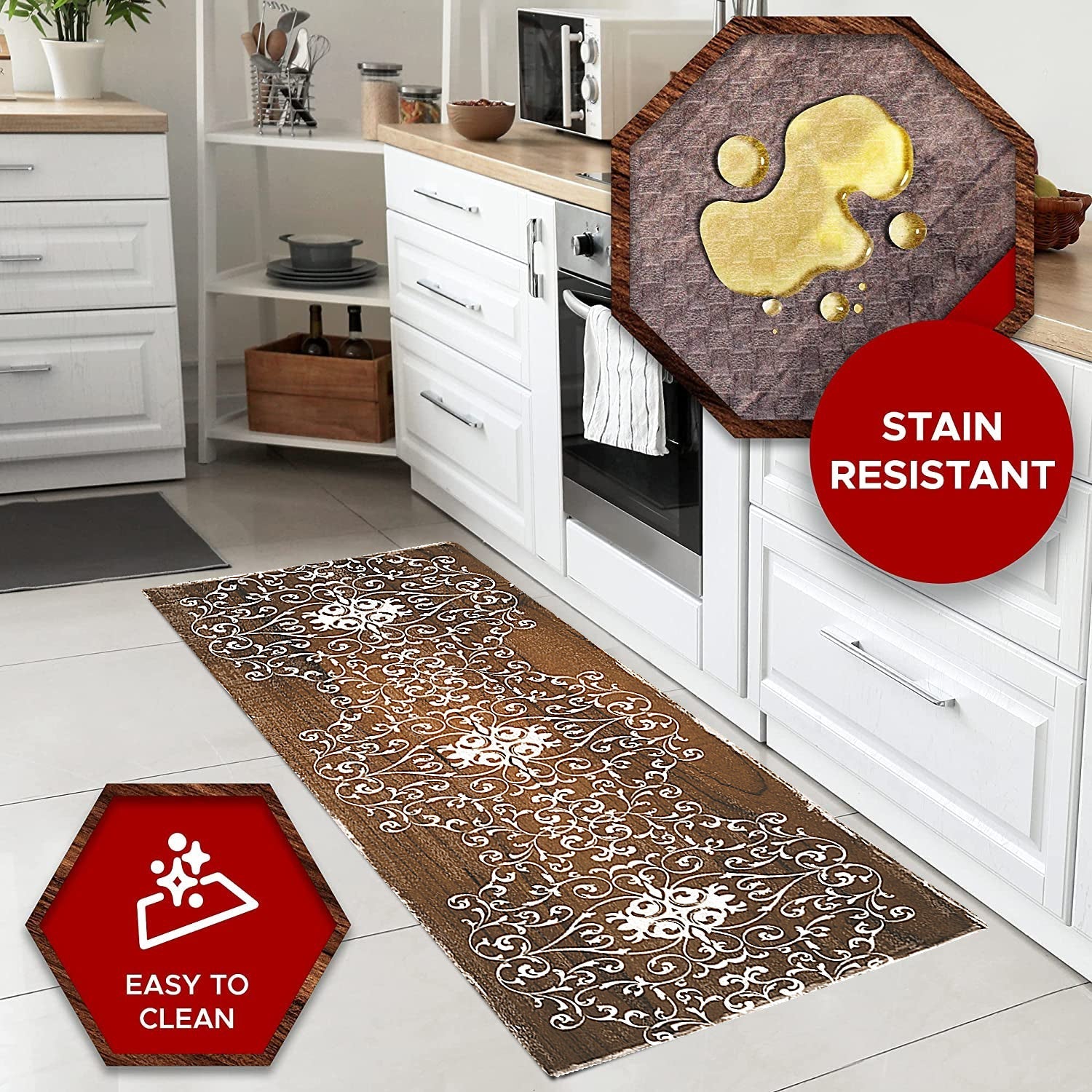 20"x55" Oversized Cushioned Anti-Fatigue Kitchen Runner Mat (Scroll)
