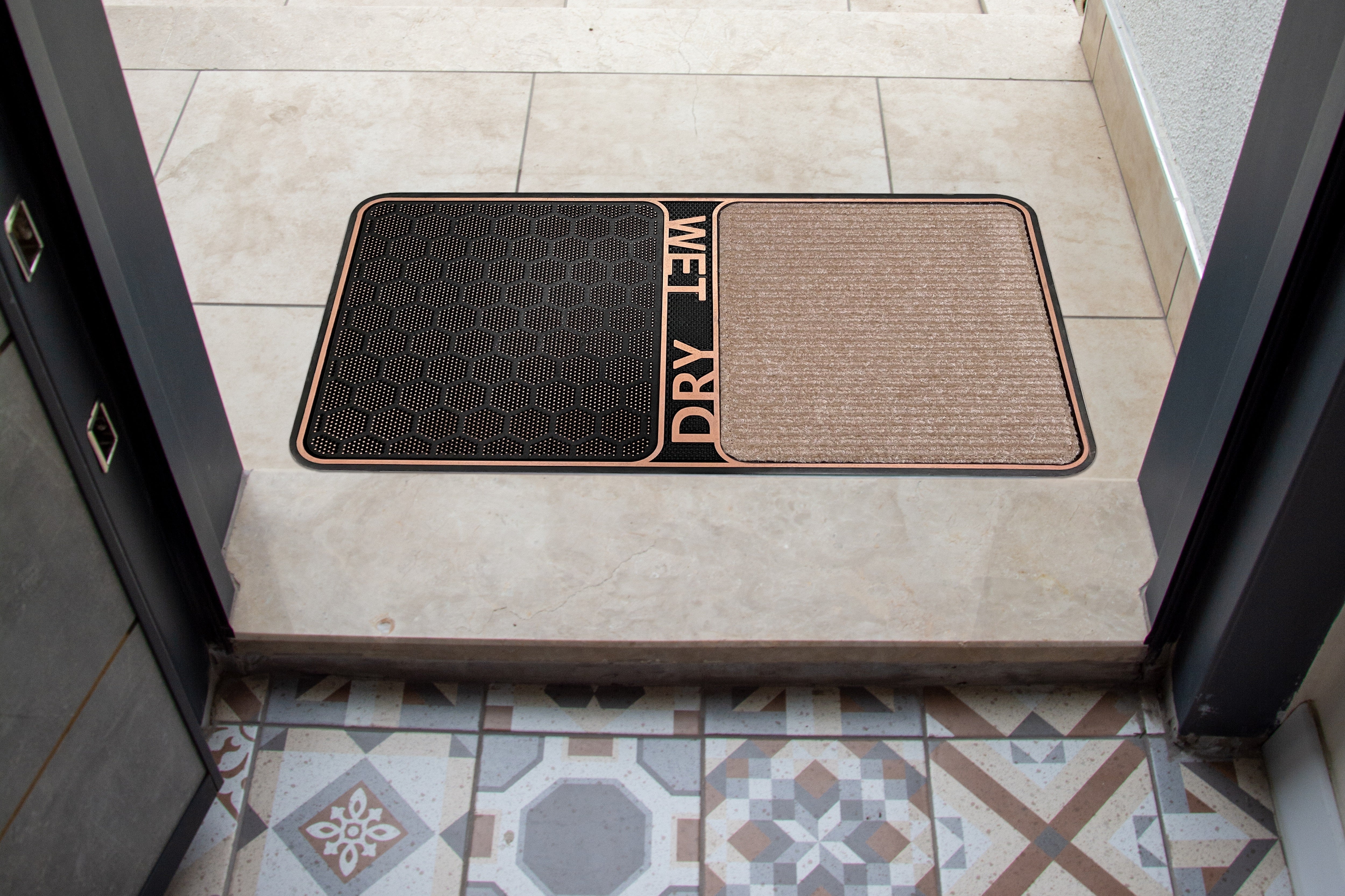 Wet & Dry Shoe Cleaning 18 in. x 32 in. Rectangular Door Mat