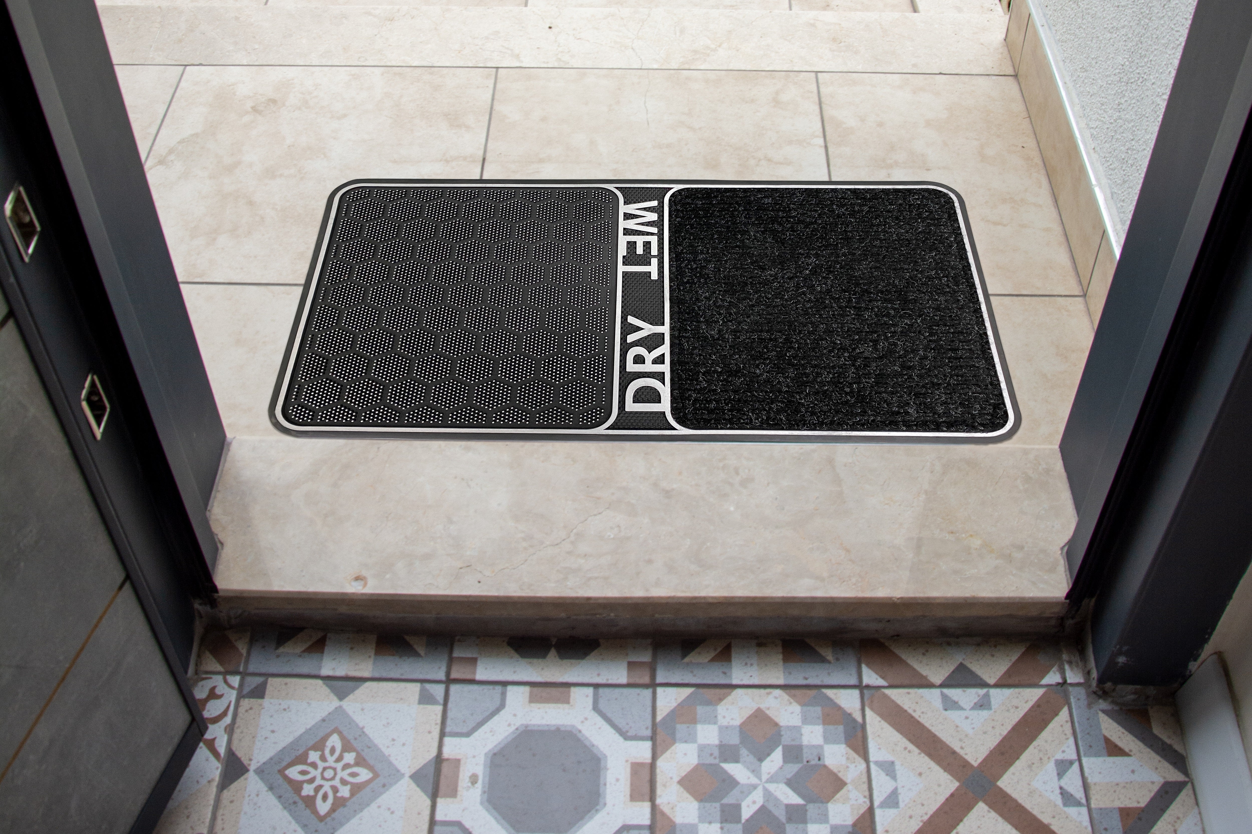Wet & Dry Shoe Cleaning 18 in. x 32 in. Rectangular Door Mat