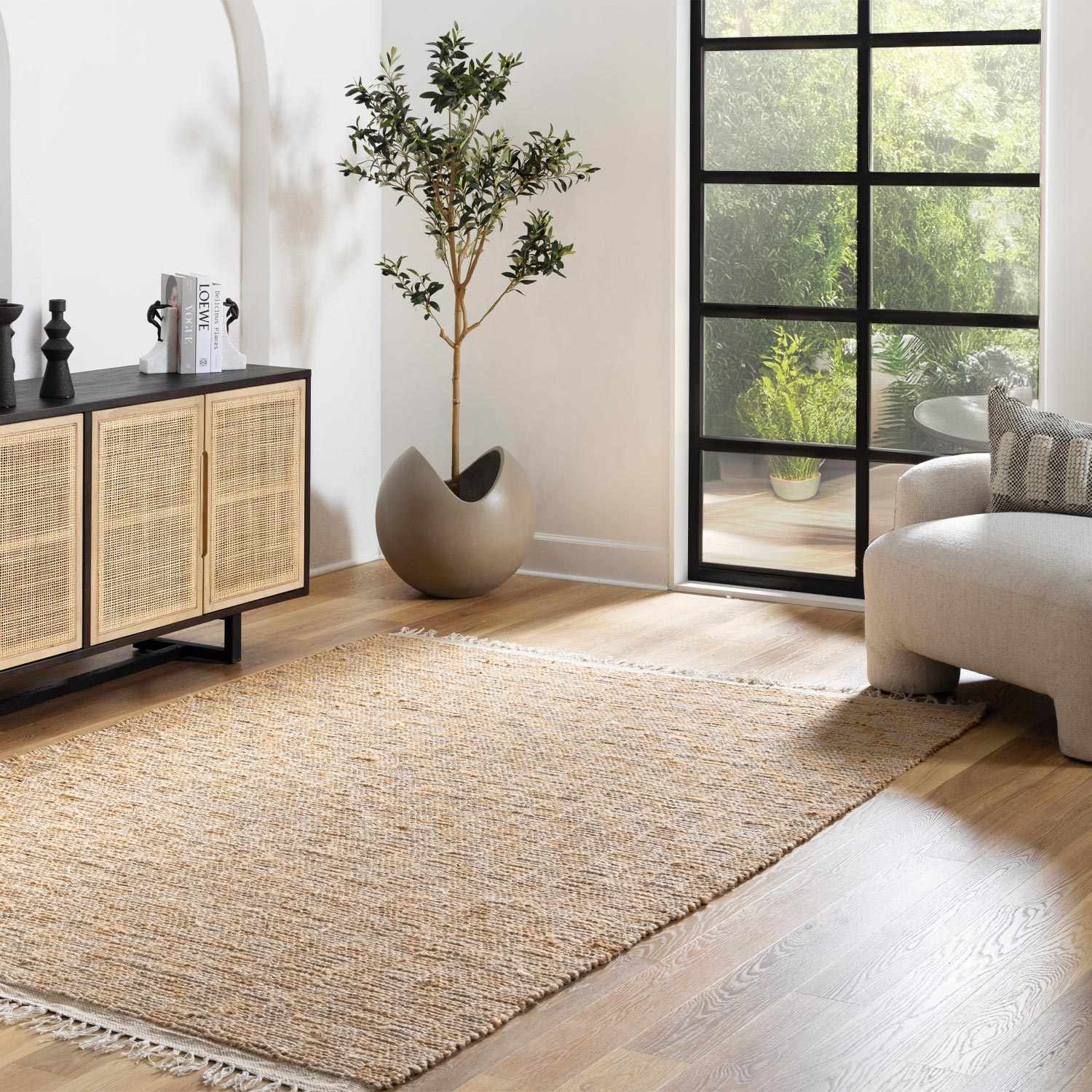 Lonut Checkered Jute Area Rug - Clearance