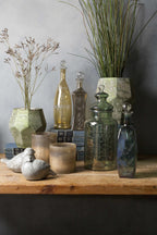 Stewartville Green Etched Glass Jar - Clearance