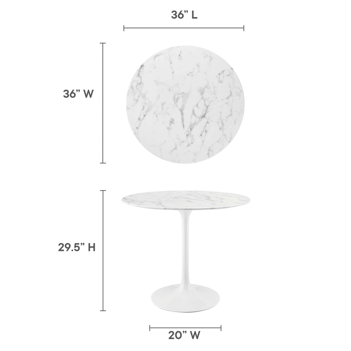 Lippa Round Faux Marble Dining Table by Modway