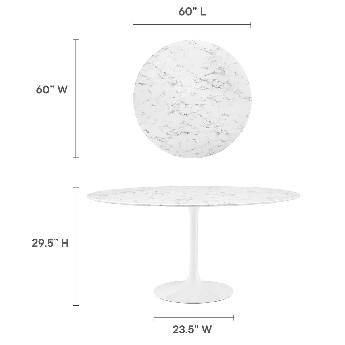 Lippa Round Faux Marble Dining Table by Modway