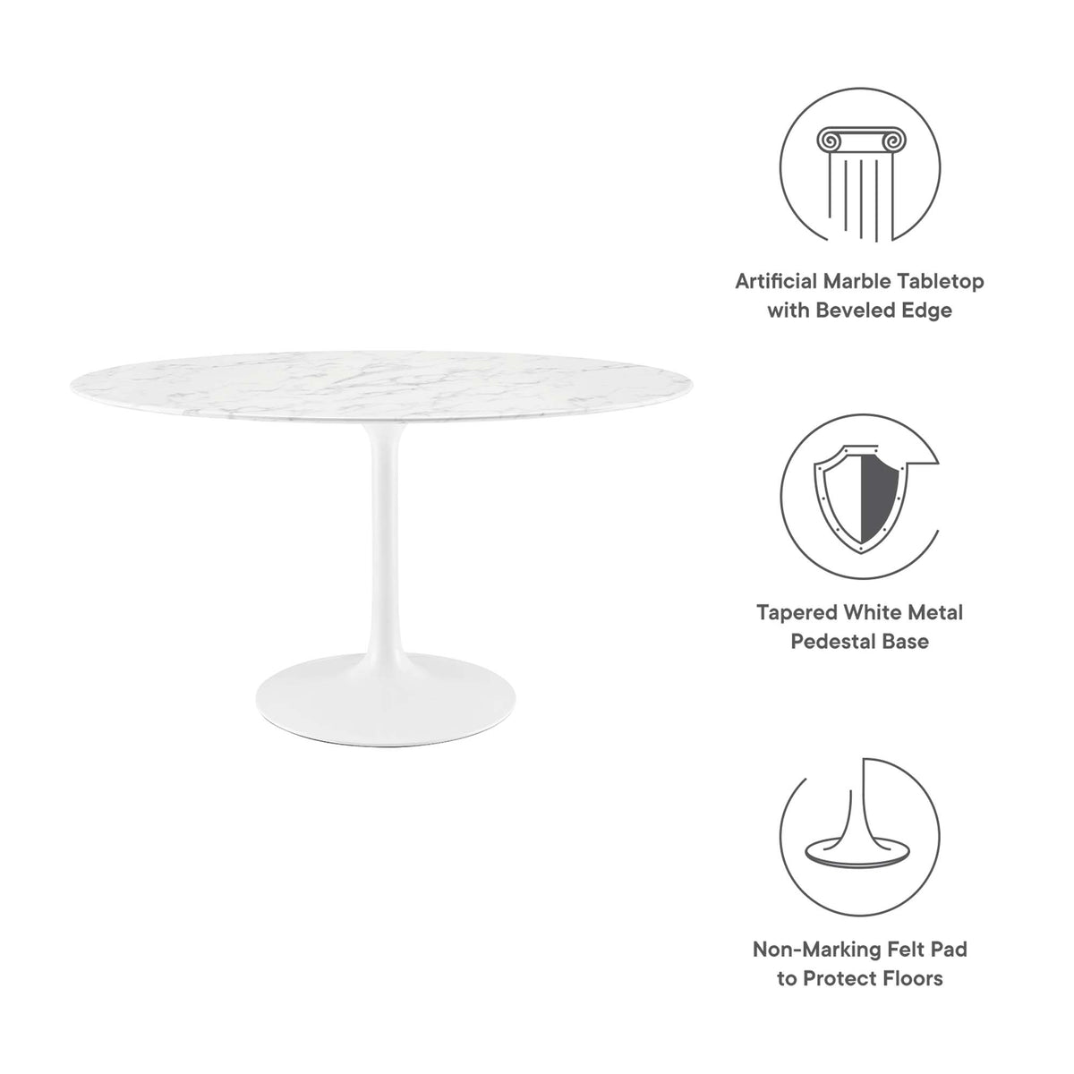 Lippa Oval Faux Marble Dining Table by Modway