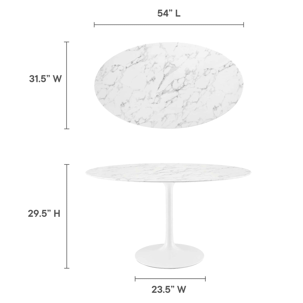 Lippa Oval Faux Marble Dining Table by Modway