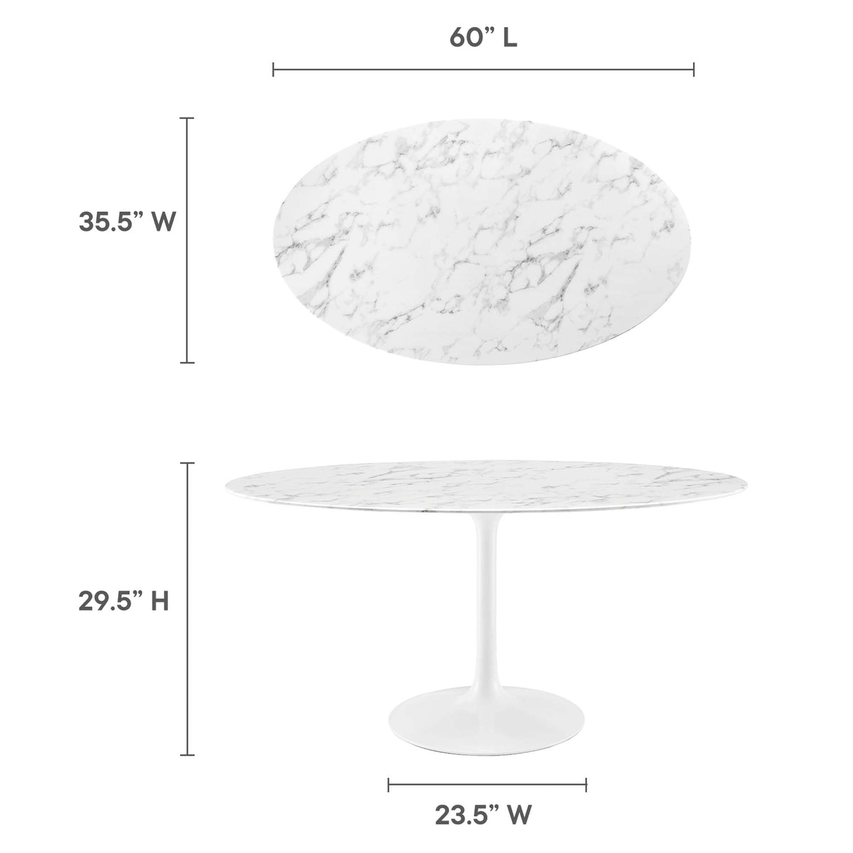Lippa Oval Faux Marble Dining Table by Modway