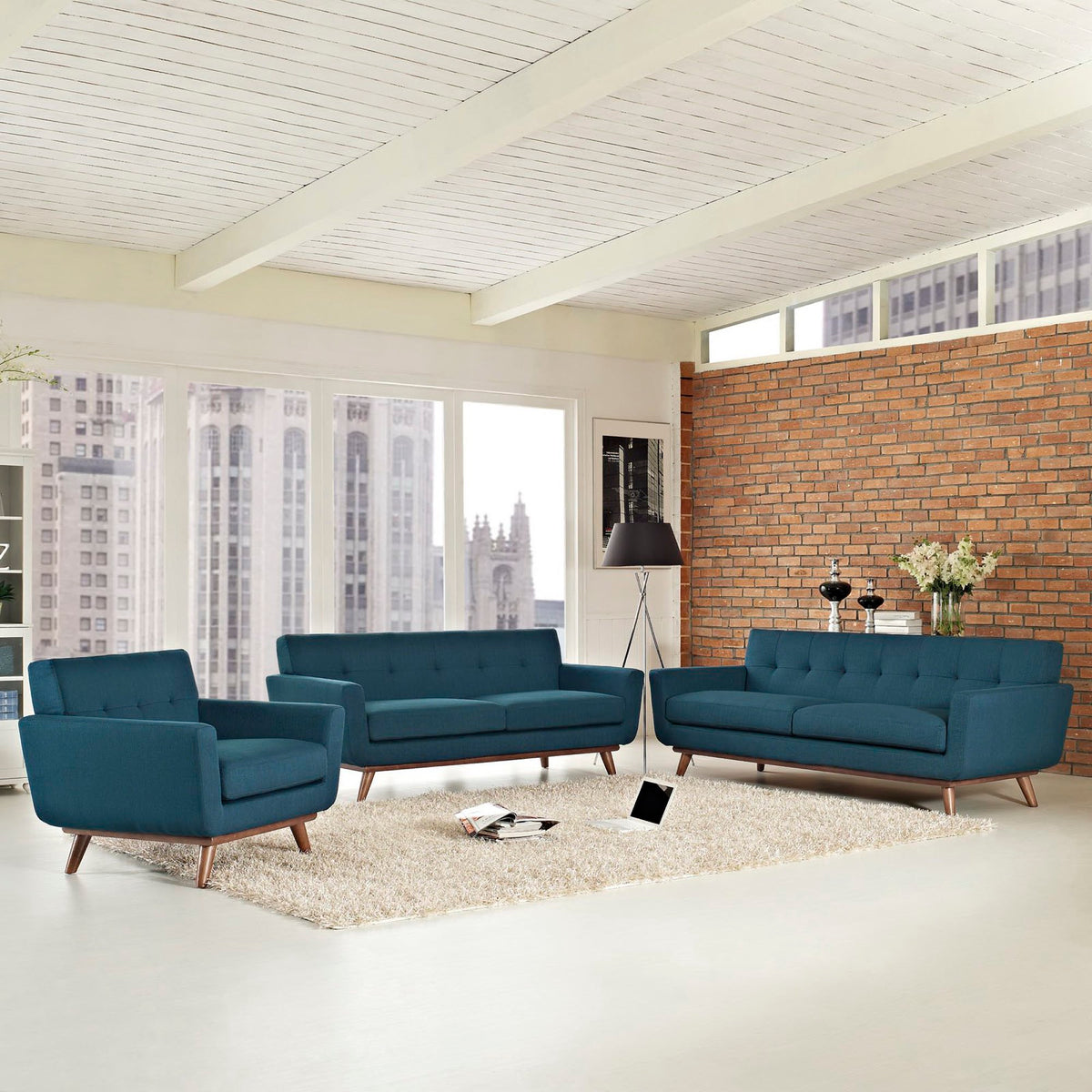 Engage Sofa Loveseat and Armchair Set of 3 by Modway