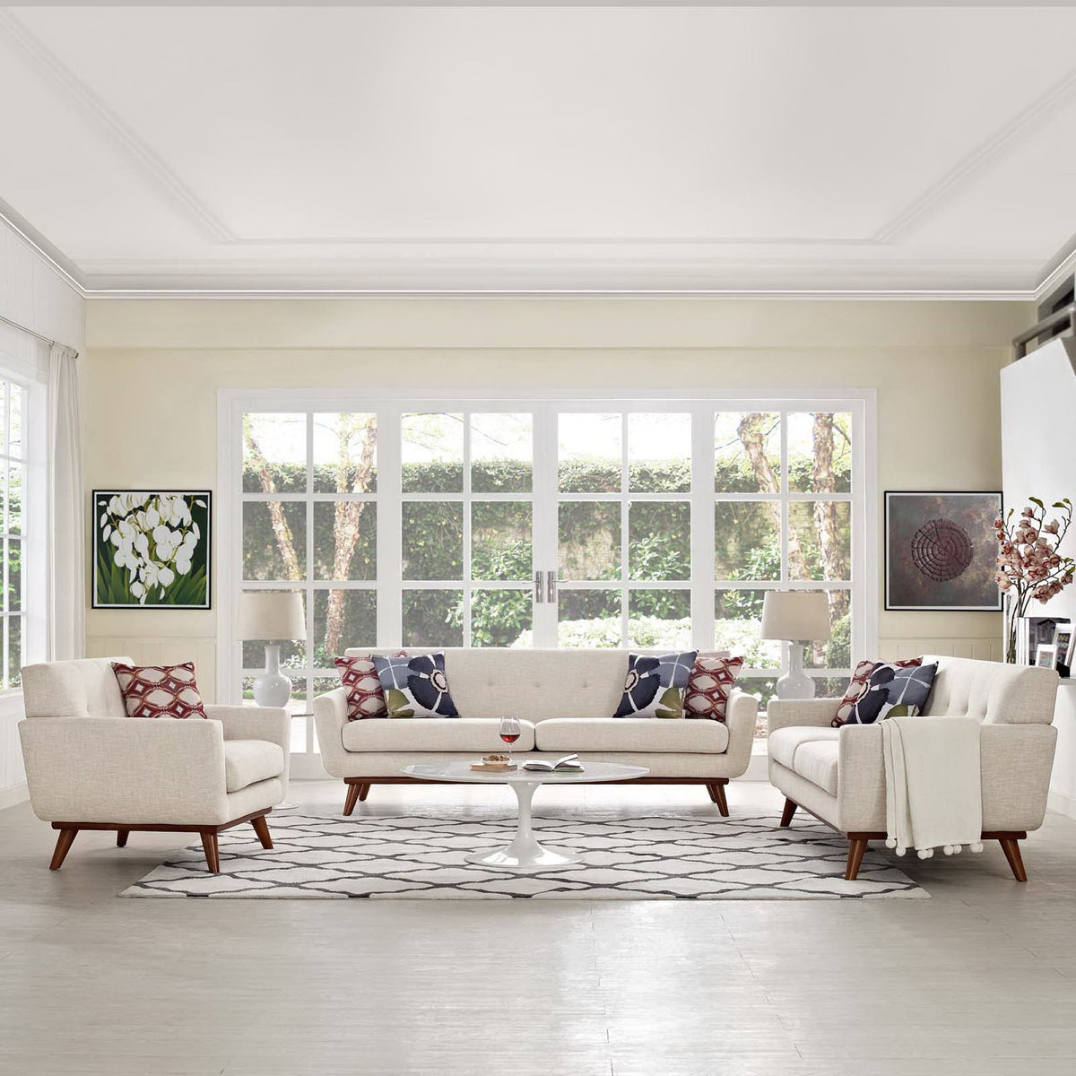 Engage Sofa Loveseat and Armchair Set of 3 by Modway