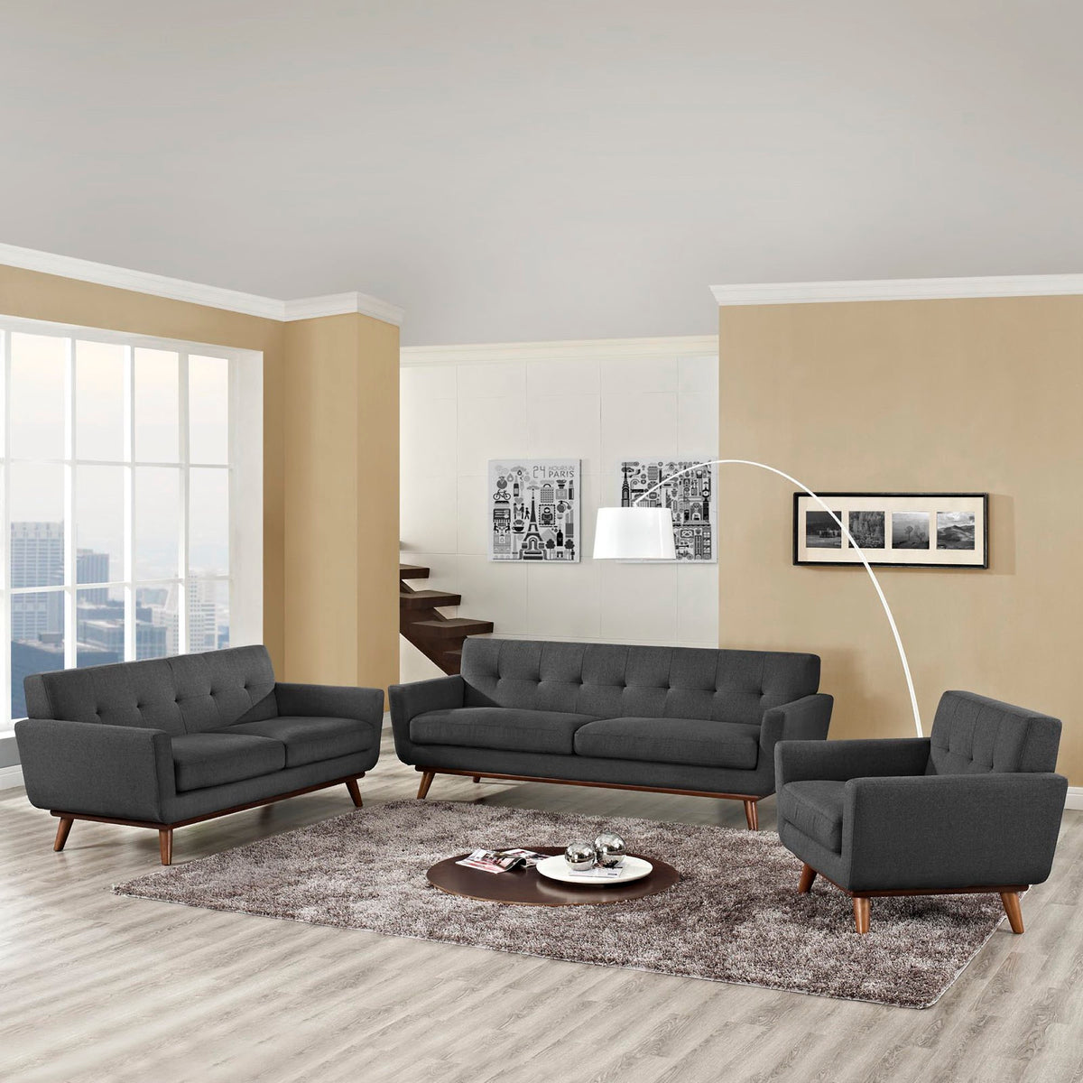 Engage Sofa Loveseat and Armchair Set of 3 by Modway
