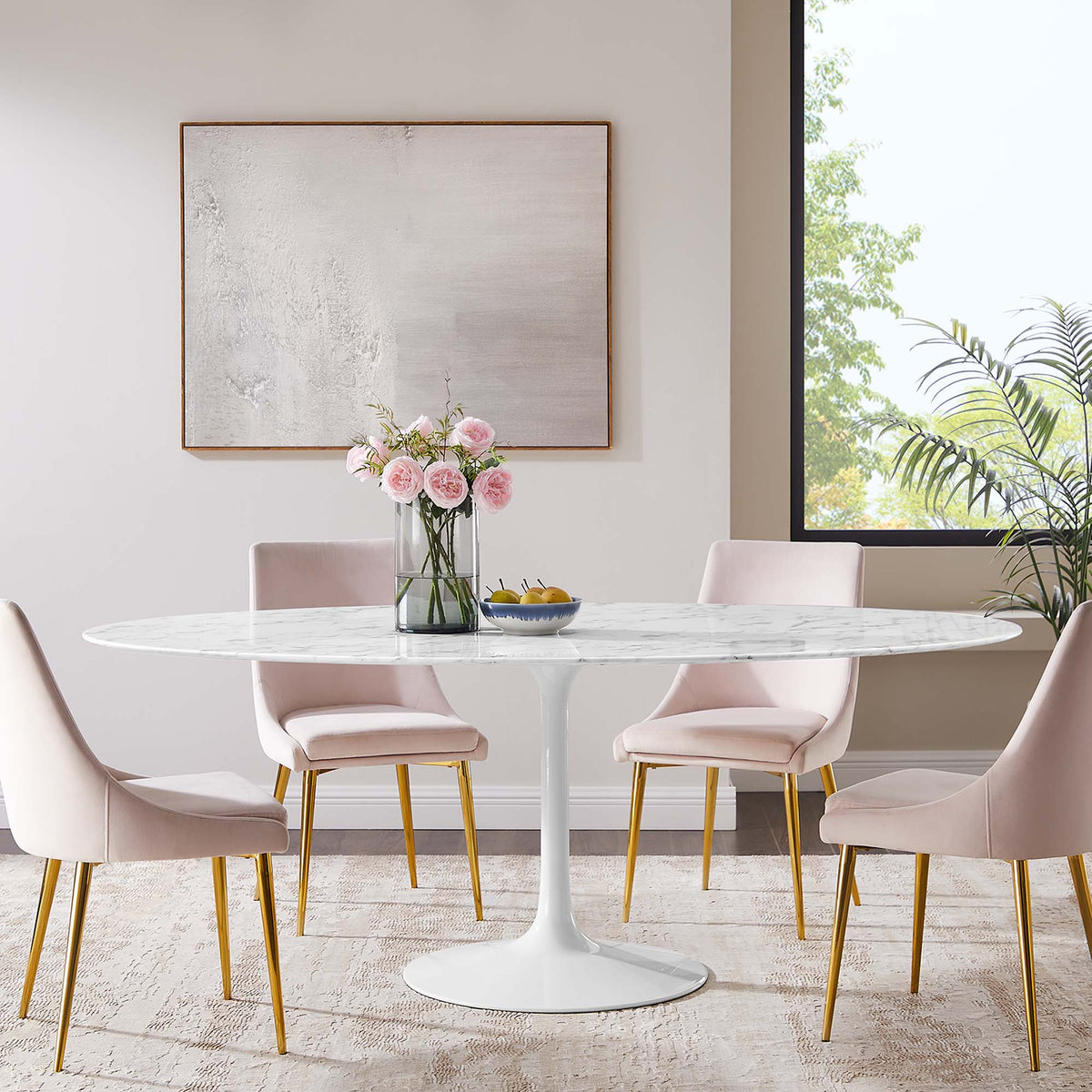 Lippa Oval Faux Marble Dining Table by Modway