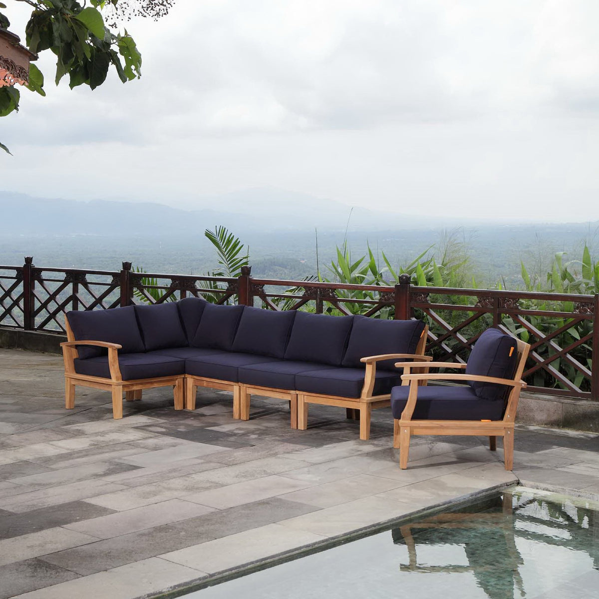 Marina 6 Piece Outdoor Patio Teak Set by Modway