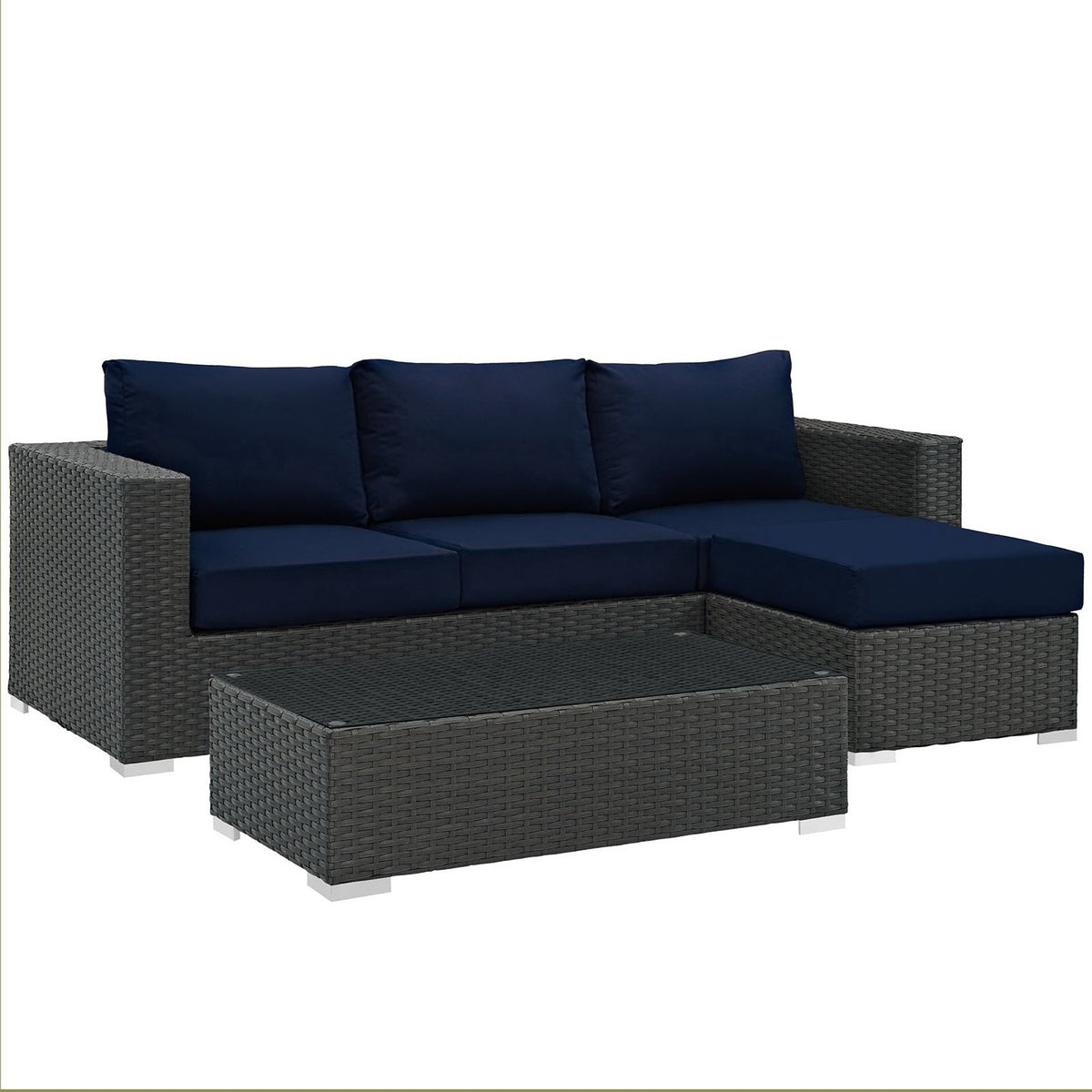 Sojourn 3 Piece Outdoor Patio Sunbrella® Sectional Set by Modway