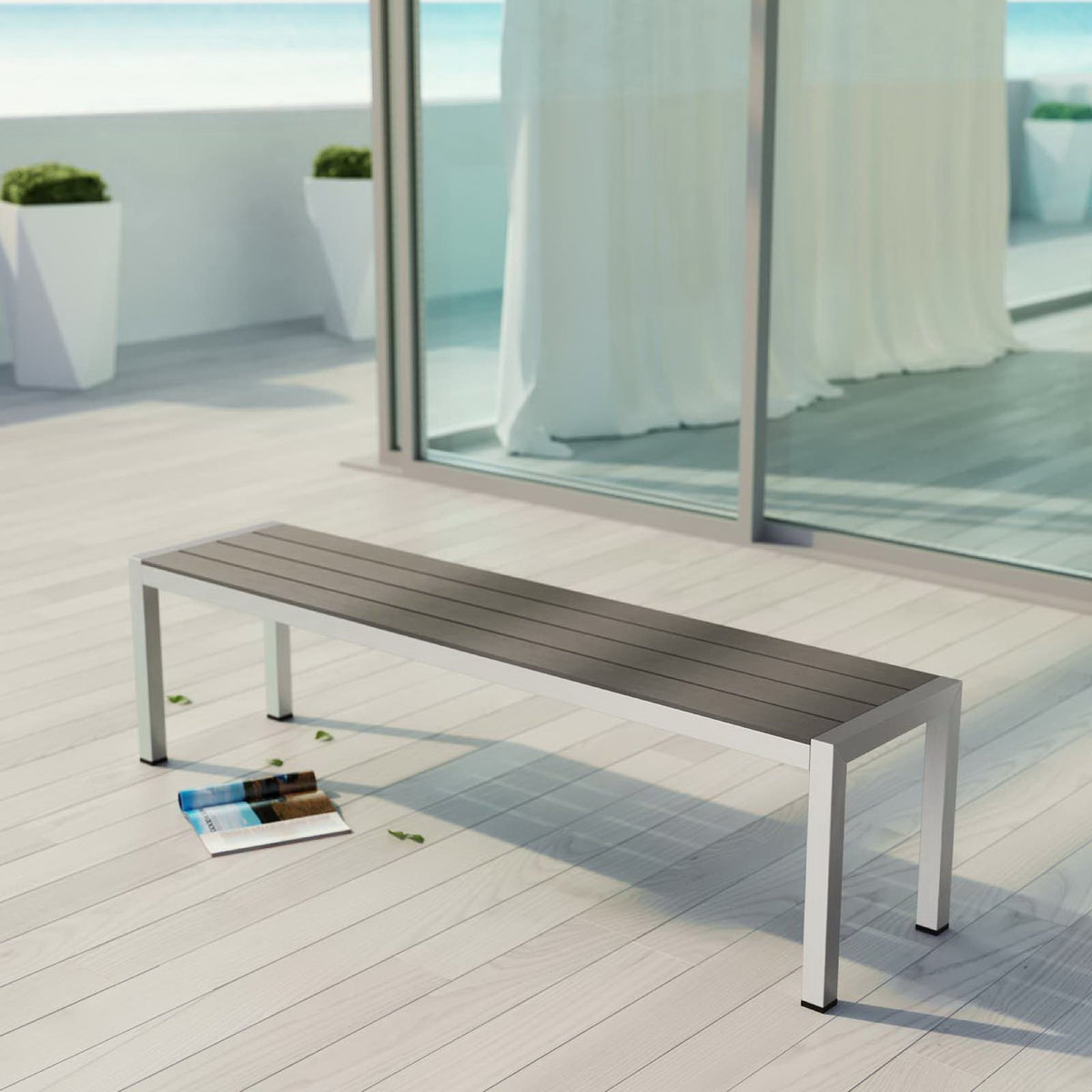 Shore Outdoor Patio Aluminum Bench by Modway