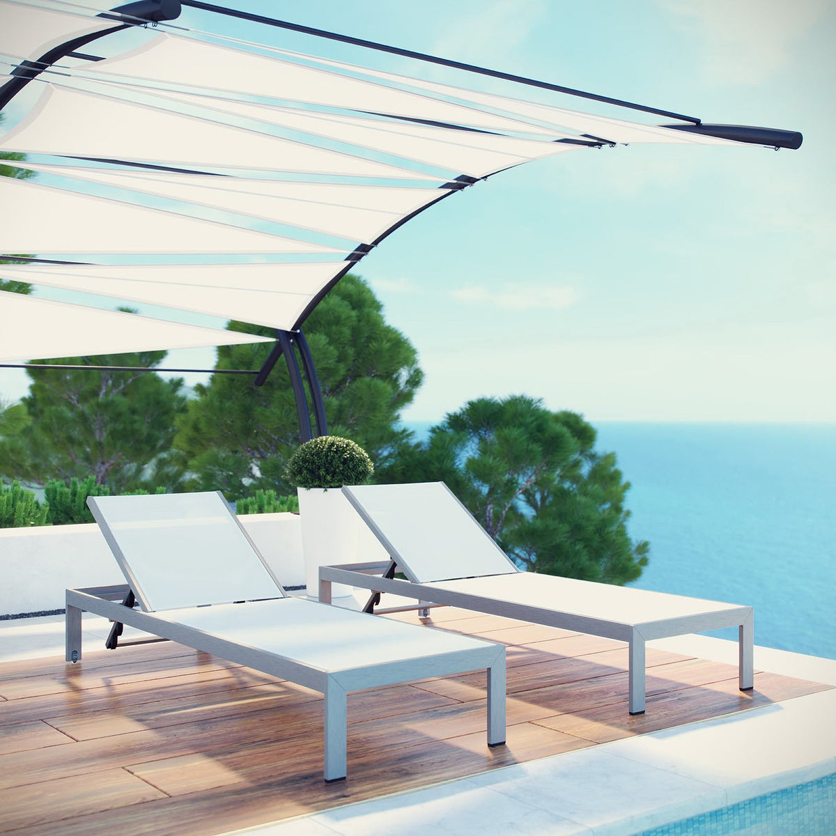 Shore Outdoor Patio Aluminum Chaise Set of 2 by Modway