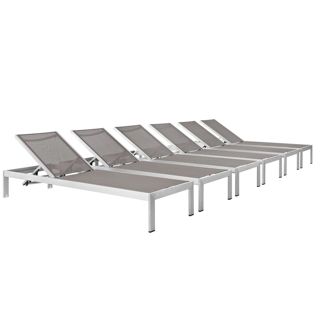 Shore Outdoor Patio Aluminum Chaise Set of 6 by Modway