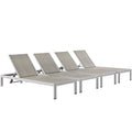 Shore Outdoor Patio Aluminum Chaise Set of 4 by Modway